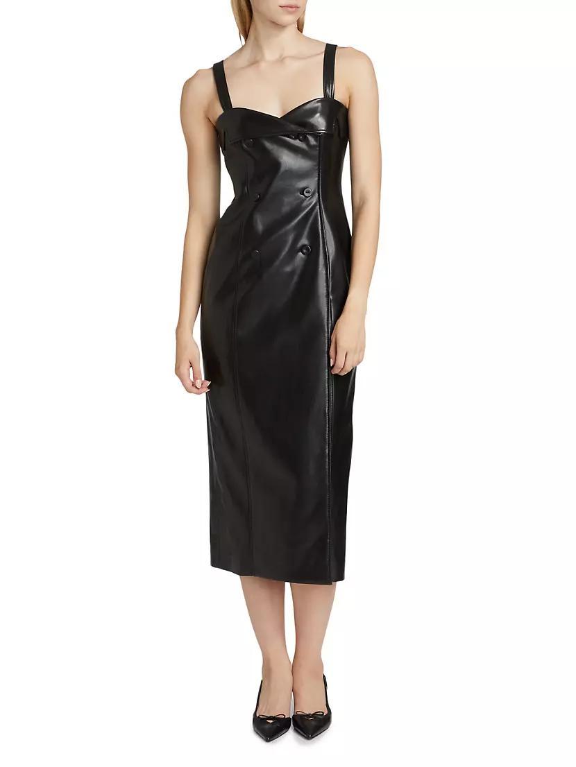 Womens Tessa Faux Leather Midi-Dress Product Image