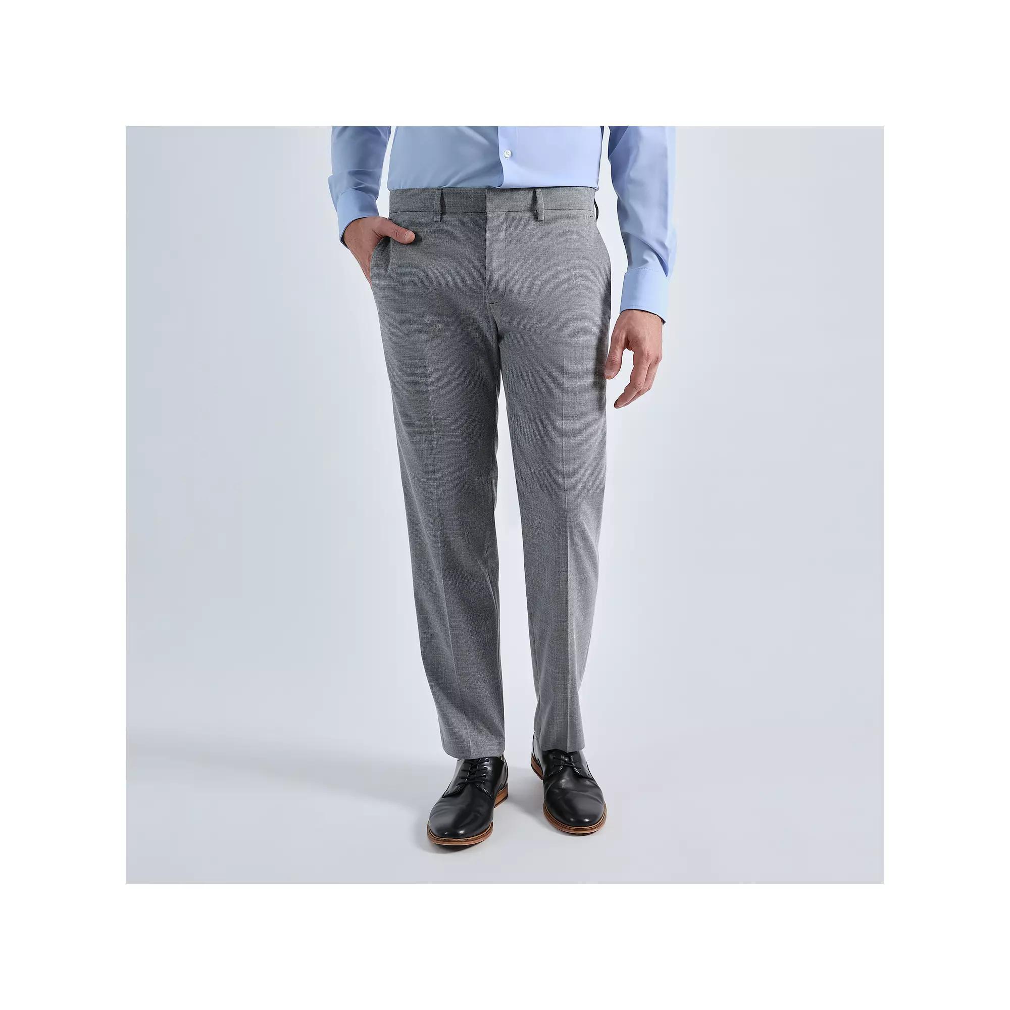 Men's Haggar® Micro Houndstooth Slim Fit Flat Front Suit Pants, Size: 33X30, Medium Gray Product Image