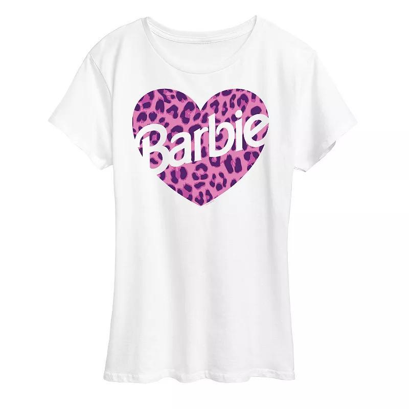 Women's Barbie® Leopard Heart Logo Graphic Tee, Girl's, Size: Small, White Product Image