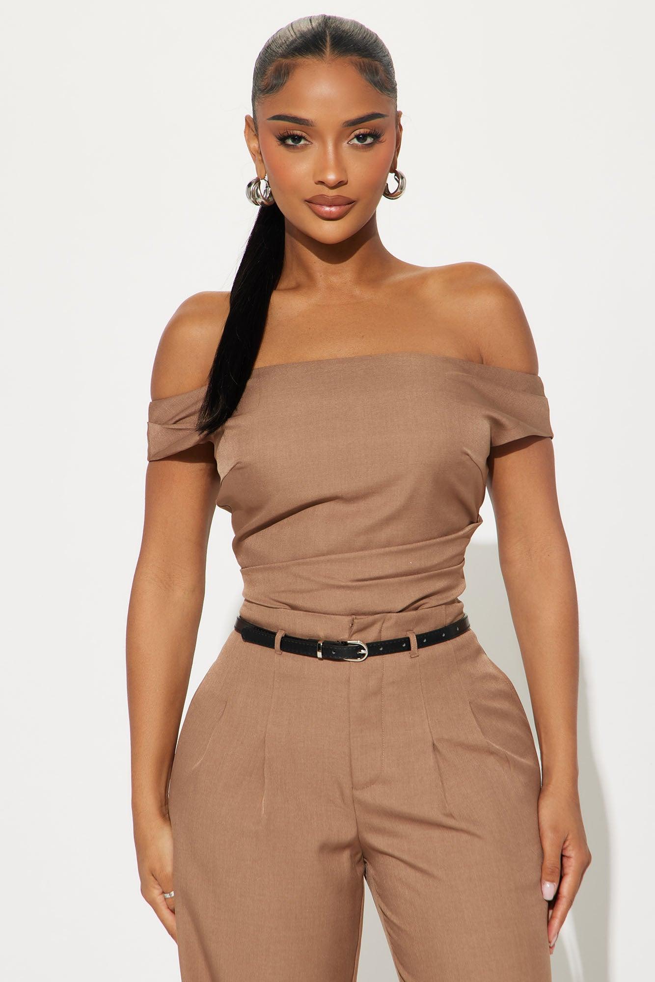 Carmela Off Shoulder Pant Set - Mocha Product Image
