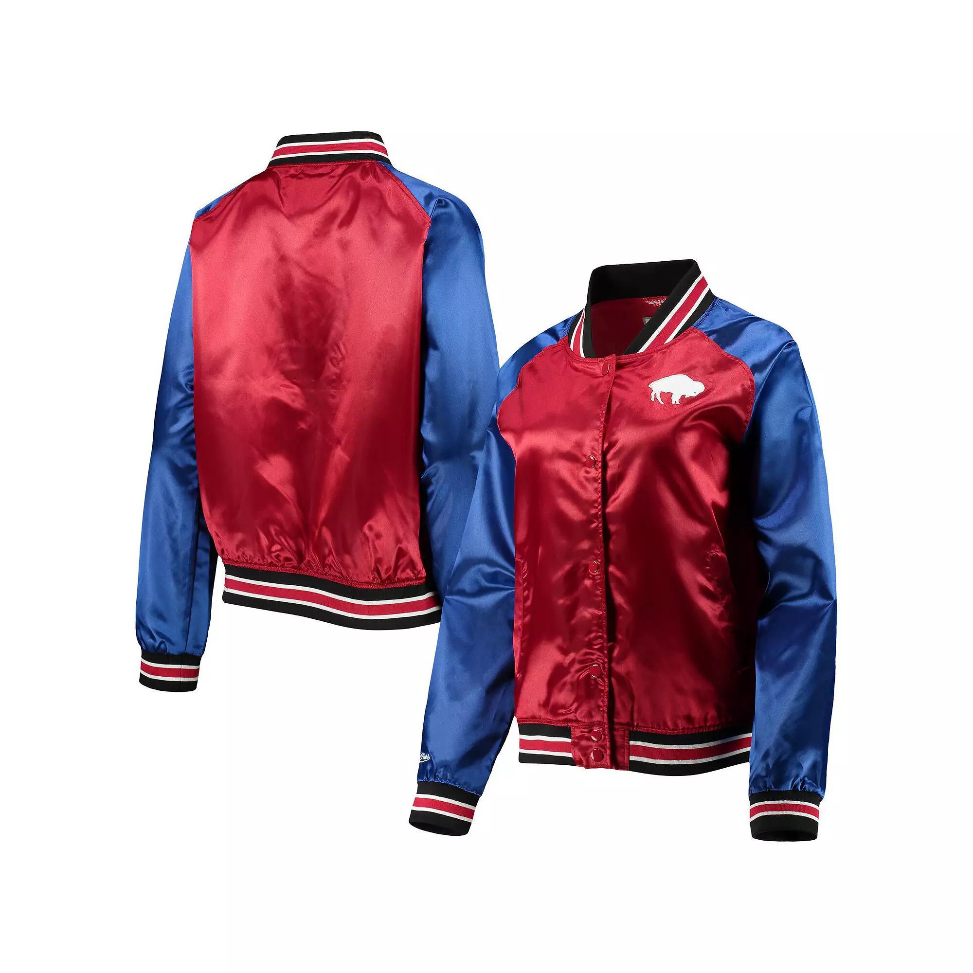 Women's Mitchell & Ness Red Buffalo Bills Team 2.0 Satin Raglan Full-Snap Jacket, Size: Large Product Image