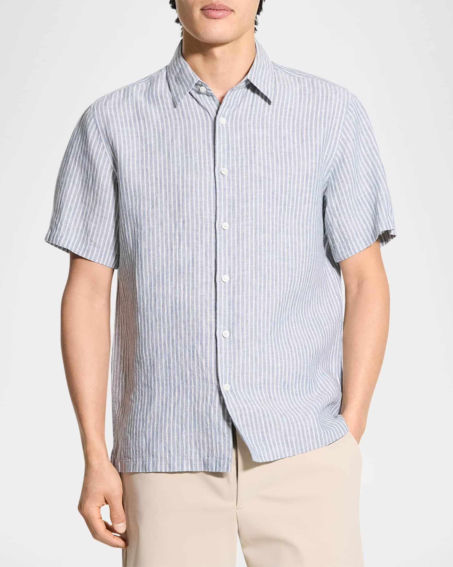 Men's Irving Linen Summer Stripe Short-Sleeve Shirt Product Image