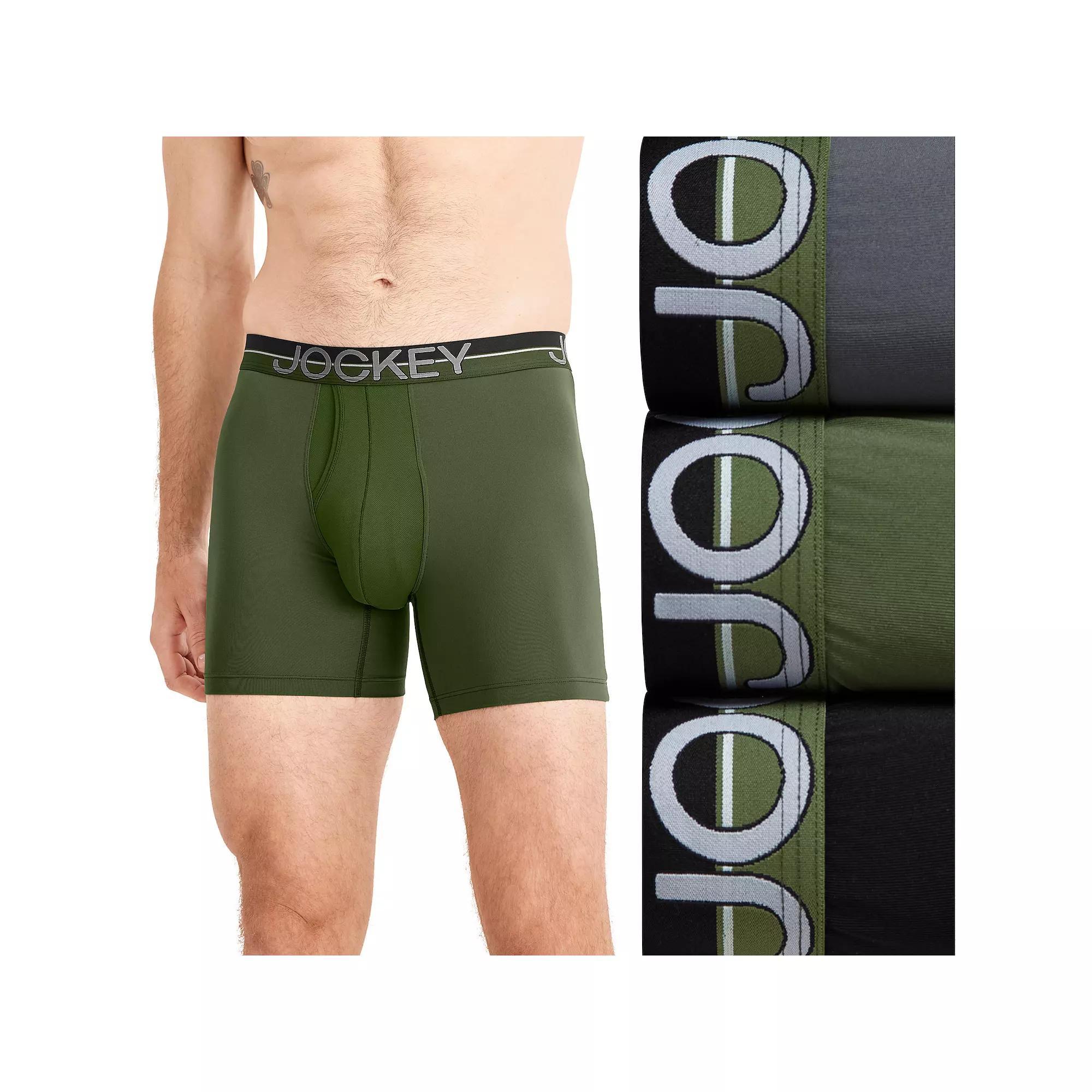 Men's Jockey® Infinite Cool 3-pk Microfiber Stretch 5" Boxer Briefs, Size: XL, Military Green Team Product Image