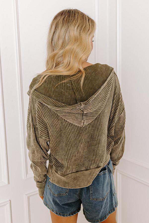 Autumn Vibes Waffle Knit Jacket In Olive Product Image