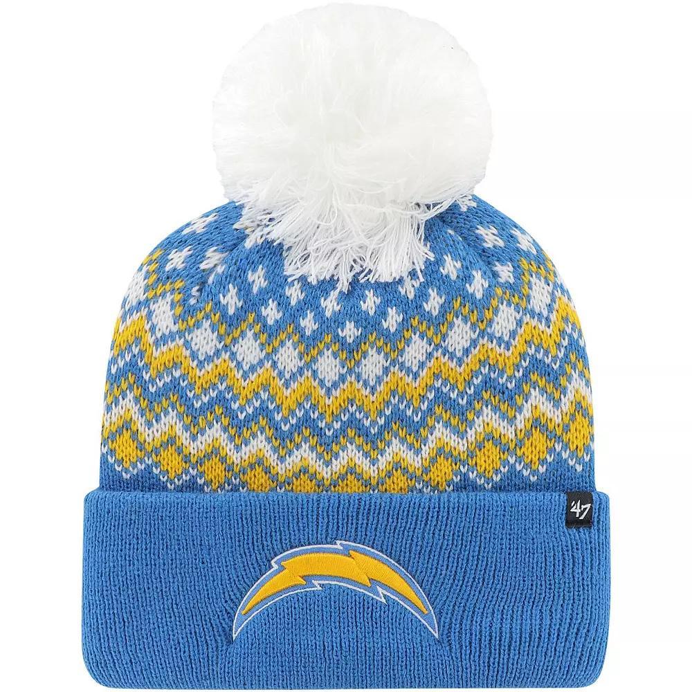 Women's '47 Powder Blue Los Angeles Chargers Elsa Cuffed Knit Hat with Pom, Light Product Image