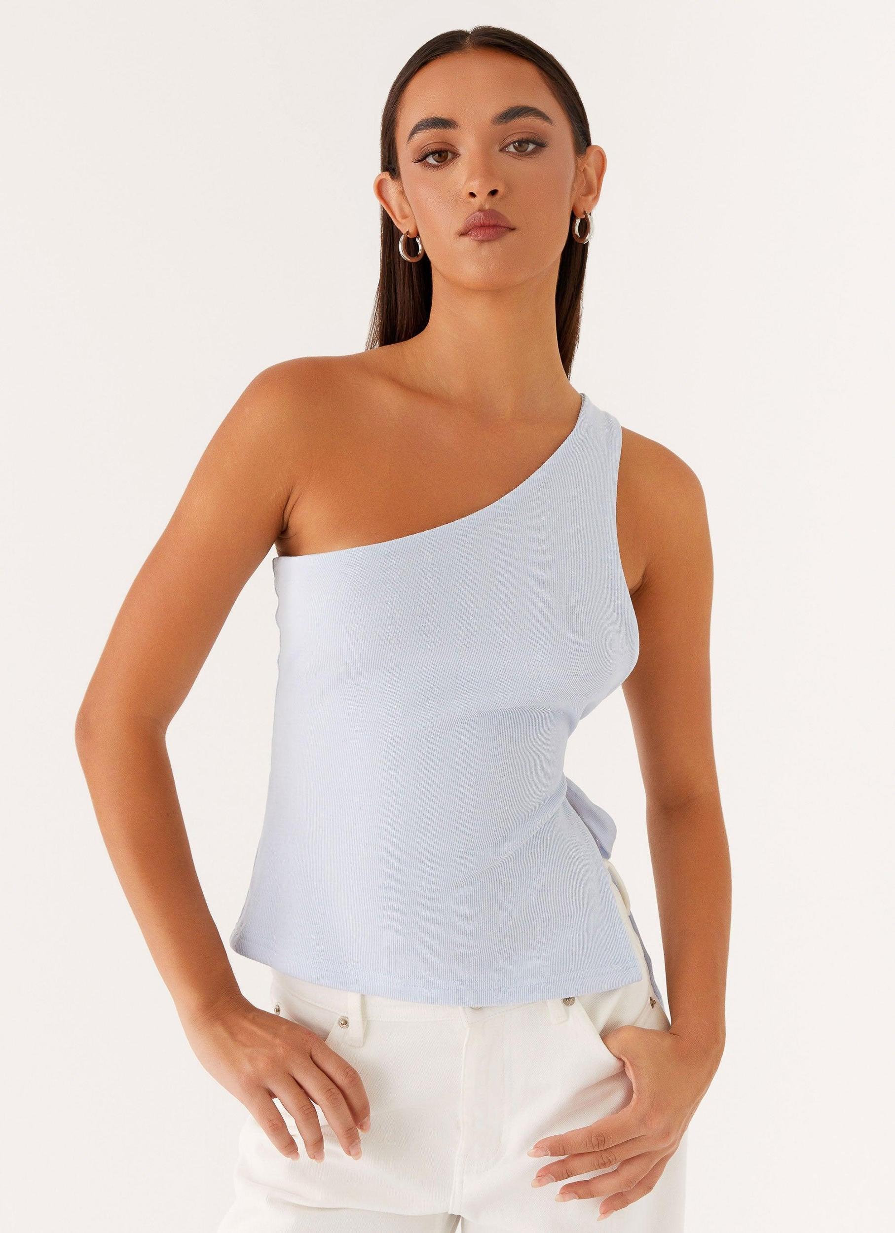Safiya One Shoulder Top - Blue Product Image