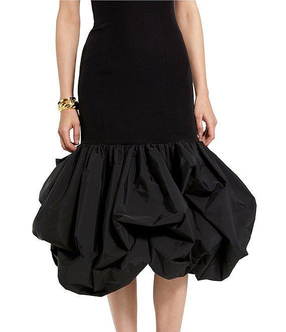 Mac Duggal Crepe Strapless Mermaid Taffeta Bubble Hem Midi Dress Product Image