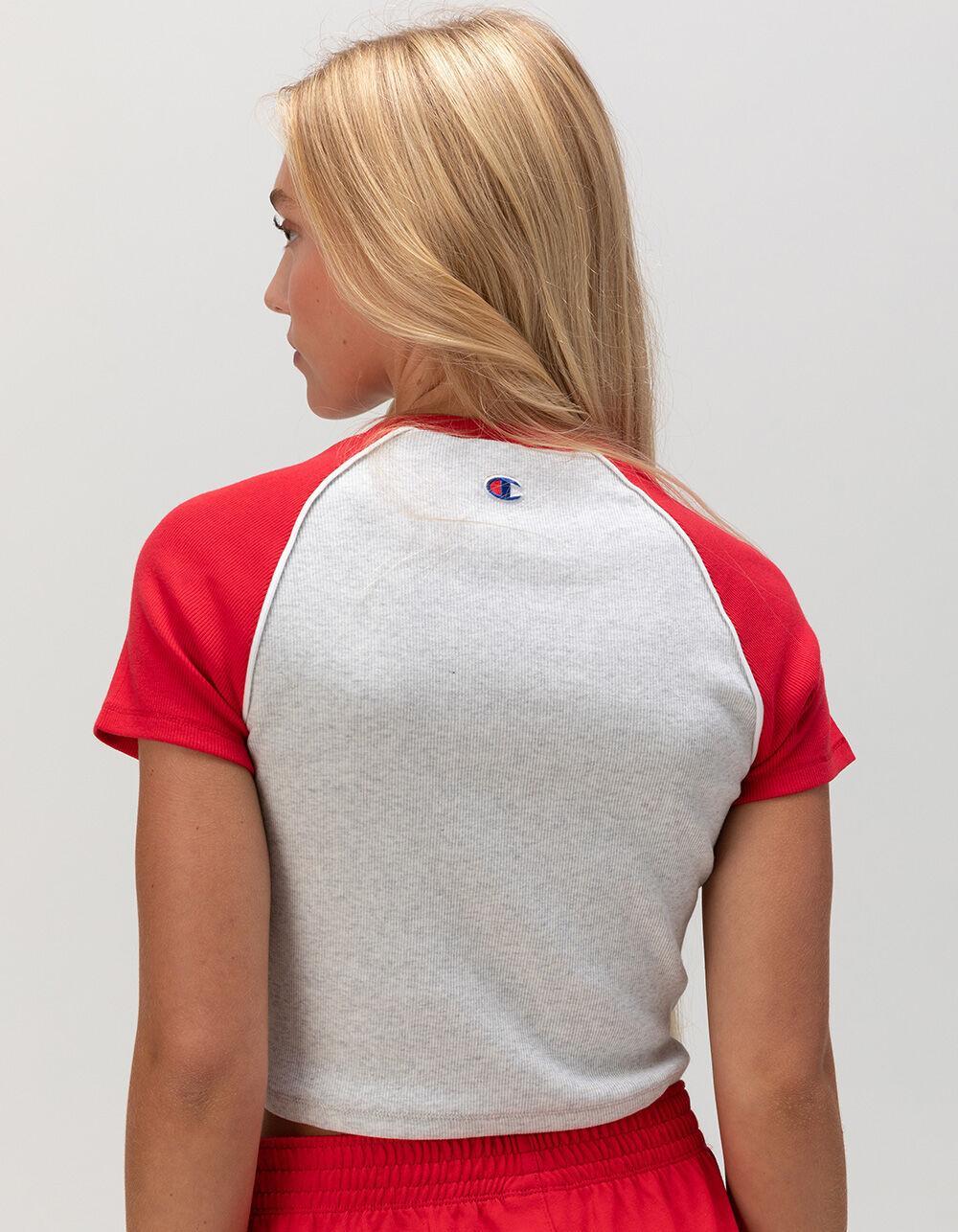 CHAMPION Crop Raglan Womens Tee - RED COMBO Product Image
