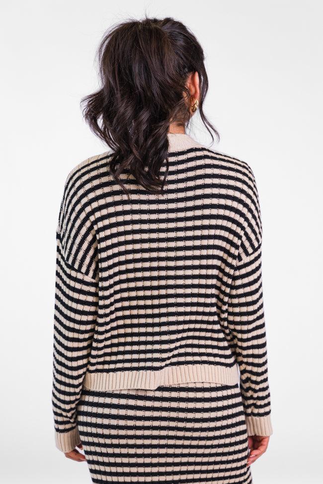 Believe In Me Cream and Black Button Front Striped Cardigan FINAL SALE Product Image