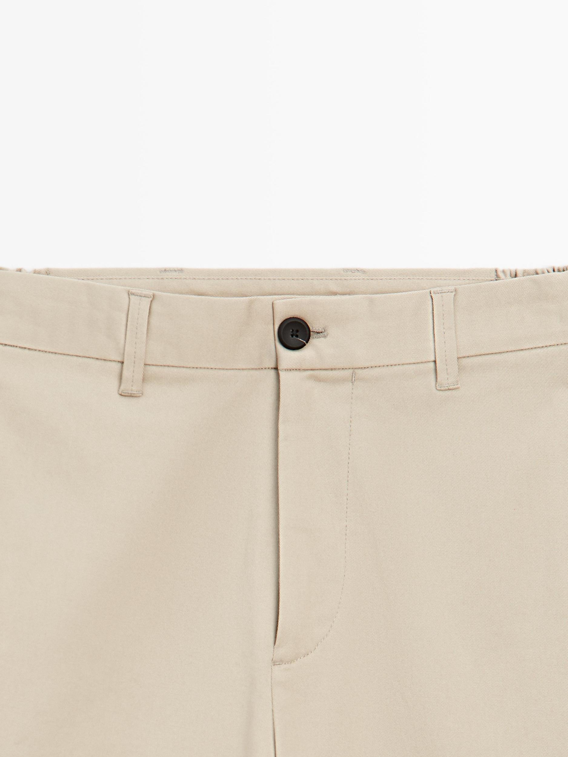 Cotton blend tapered fit trousers Product Image