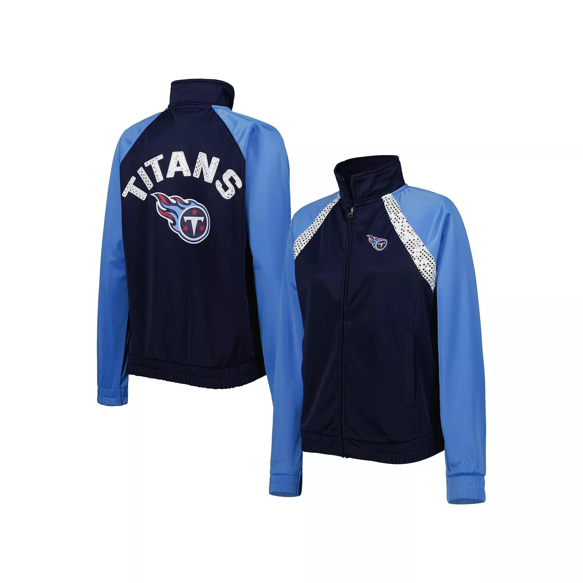 Women's G-III 4Her by Carl Banks Navy/Light Blue Tennessee Titans Confetti Raglan Full-Zip Track Jacket,  Product Image