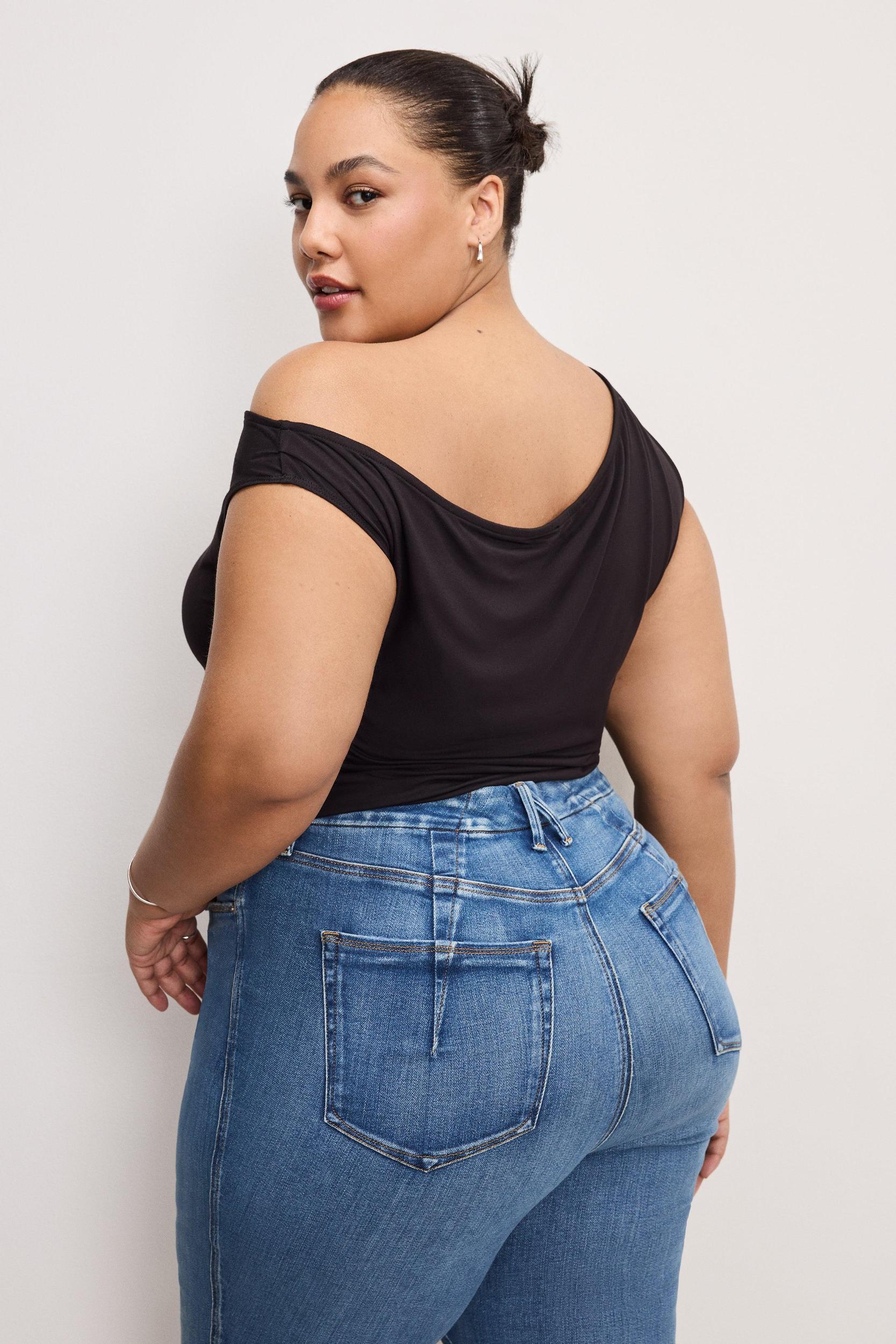 STRETCH JERSEY ASYMMETRIC TOP | BLACK001 Product Image