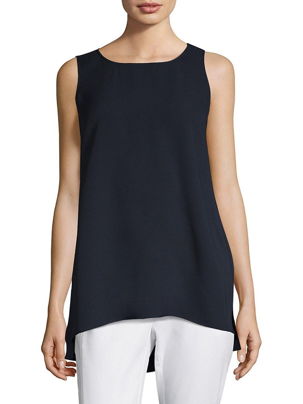 Ruthie Sleeveless High-Low Hem Silk Blouse Product Image