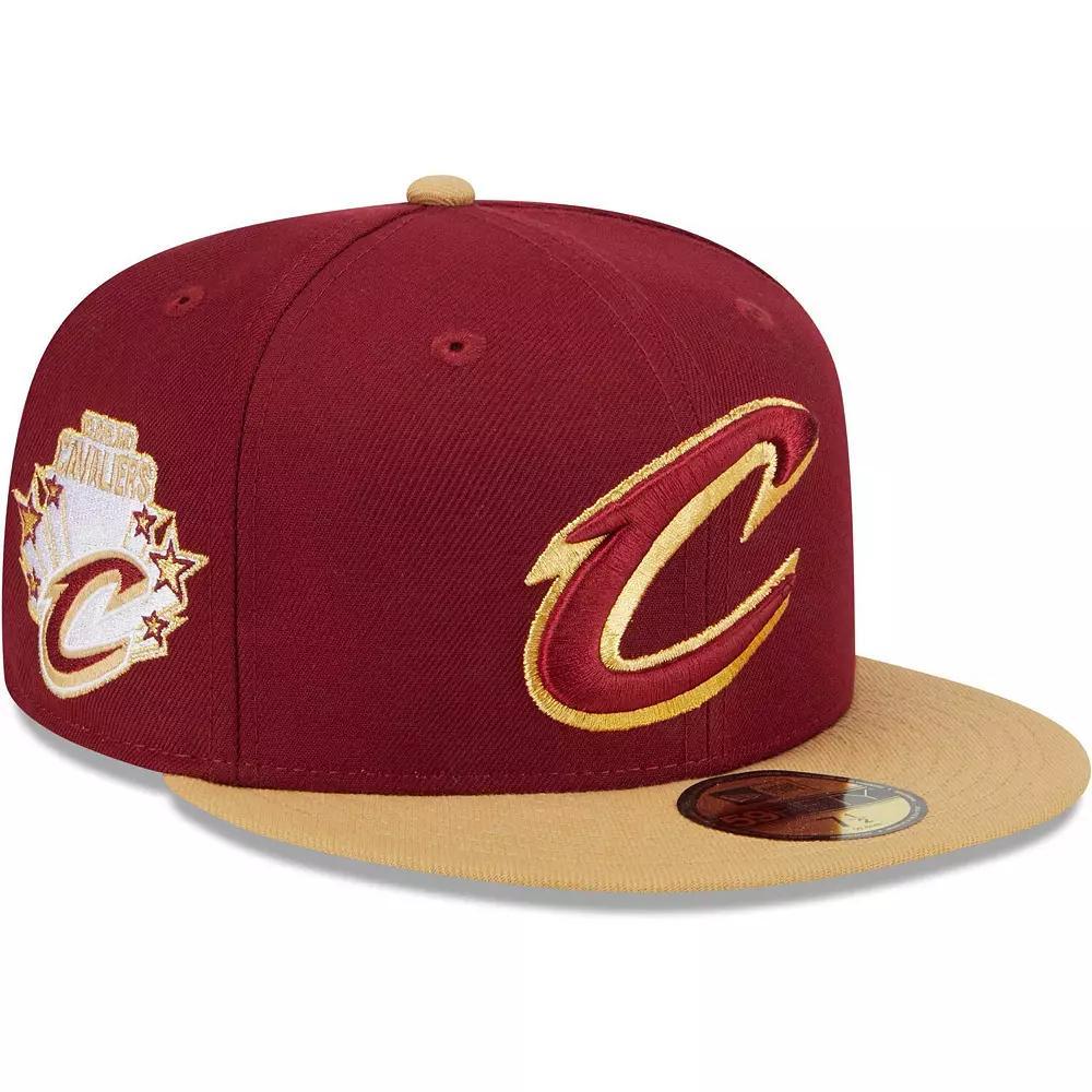 Men's New Era Wine/Gold Cleveland Cavaliers Gameday Gold Pop Stars 59FIFTY Fitted Hat,  Product Image