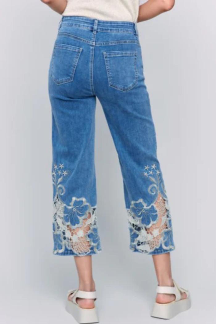 LACE CUT FLARE LEG PANT Product Image
