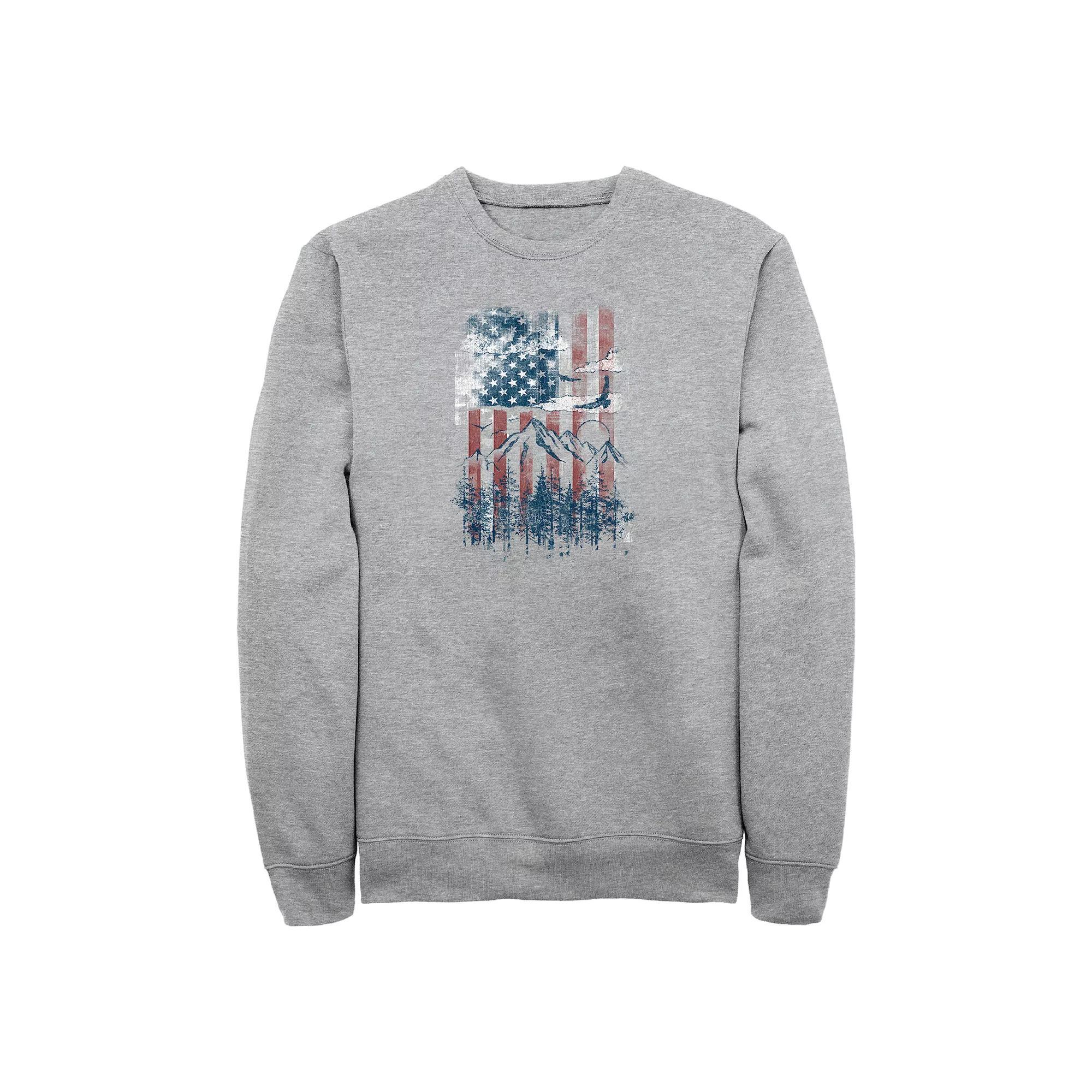 Big & Tall Mountain Scenery Graphic Fleece Sweatshirt, Men's, Size: 5XL, Athletic Grey Product Image