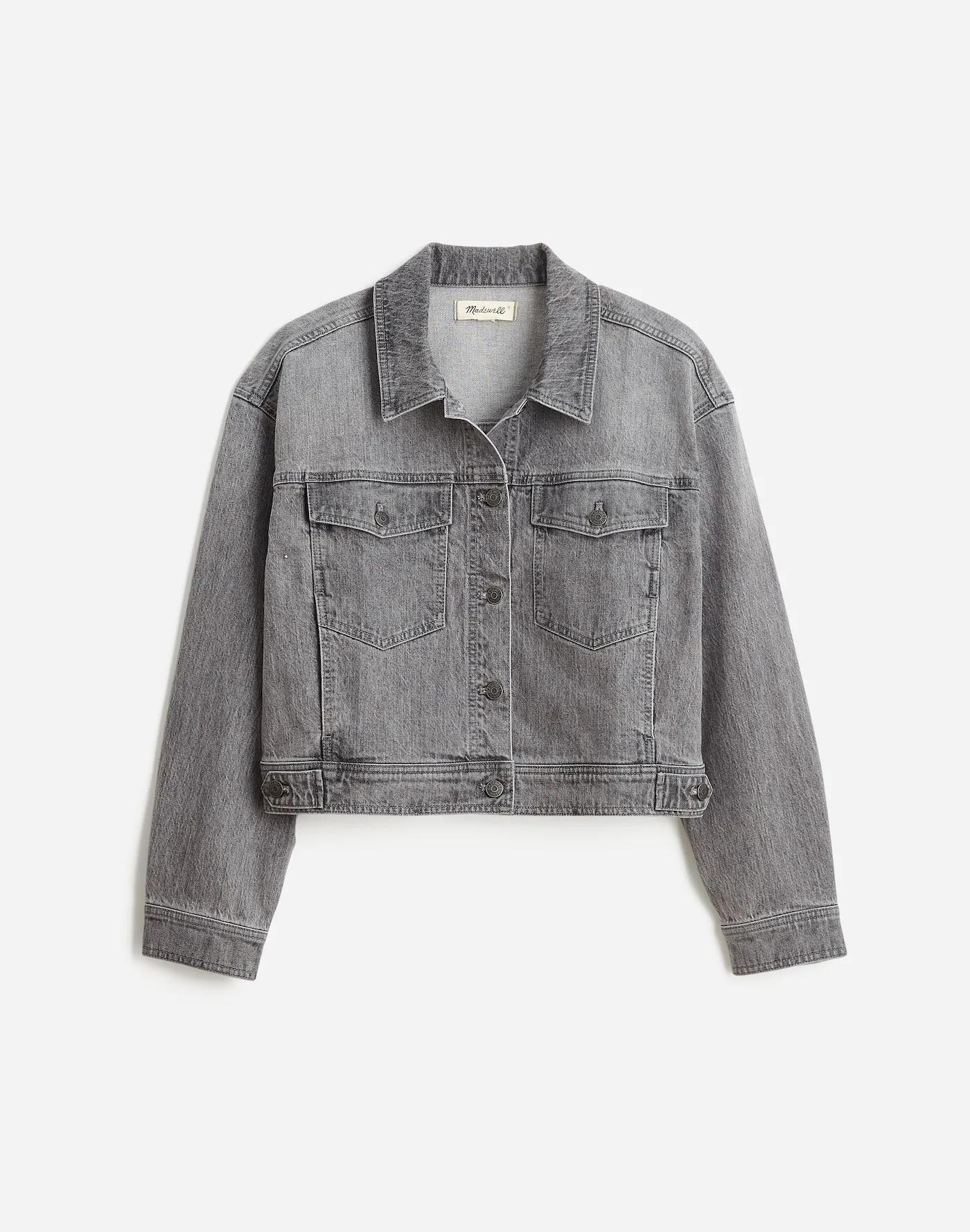 Button-Front Denim Jacket in Hallandale Wash Product Image