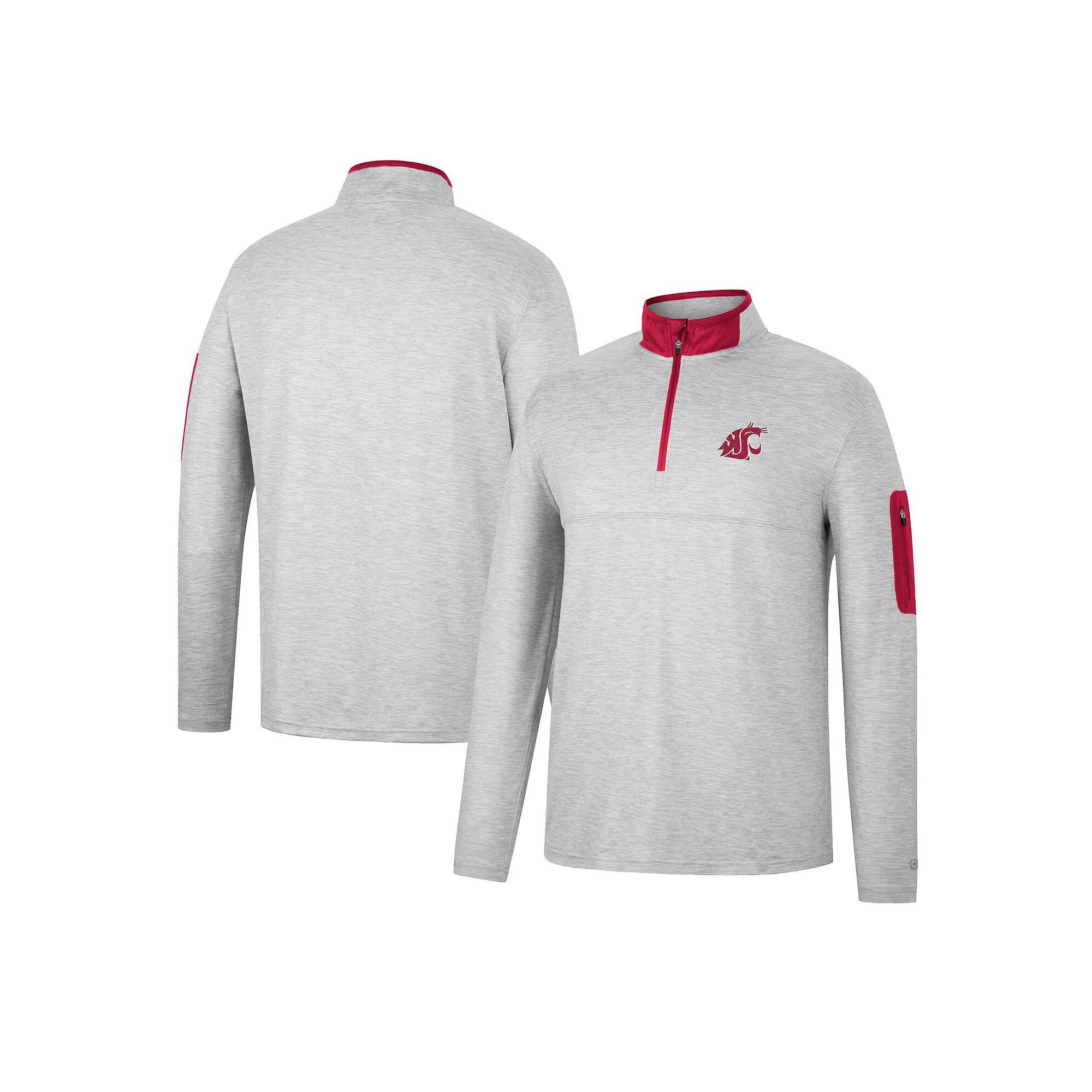 Men's Colosseum Heathered Gray/Crimson Washington State Cougars Country Club Windshirt Quarter-Zip Jacket, Size: XL, Wsc Grey Product Image