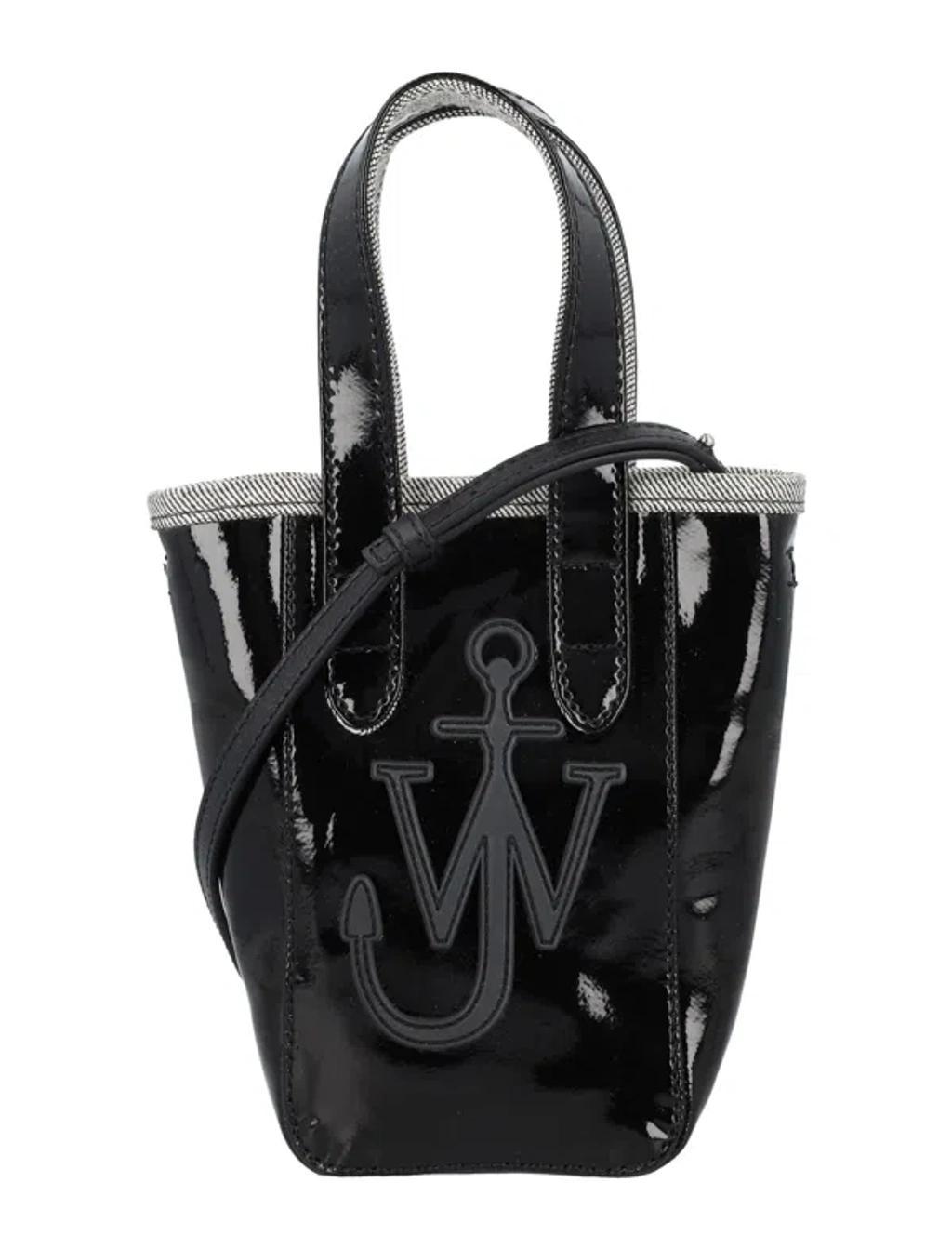 JW ANDERSON Mini Belt Coated-denim Tote Bag In Black Product Image