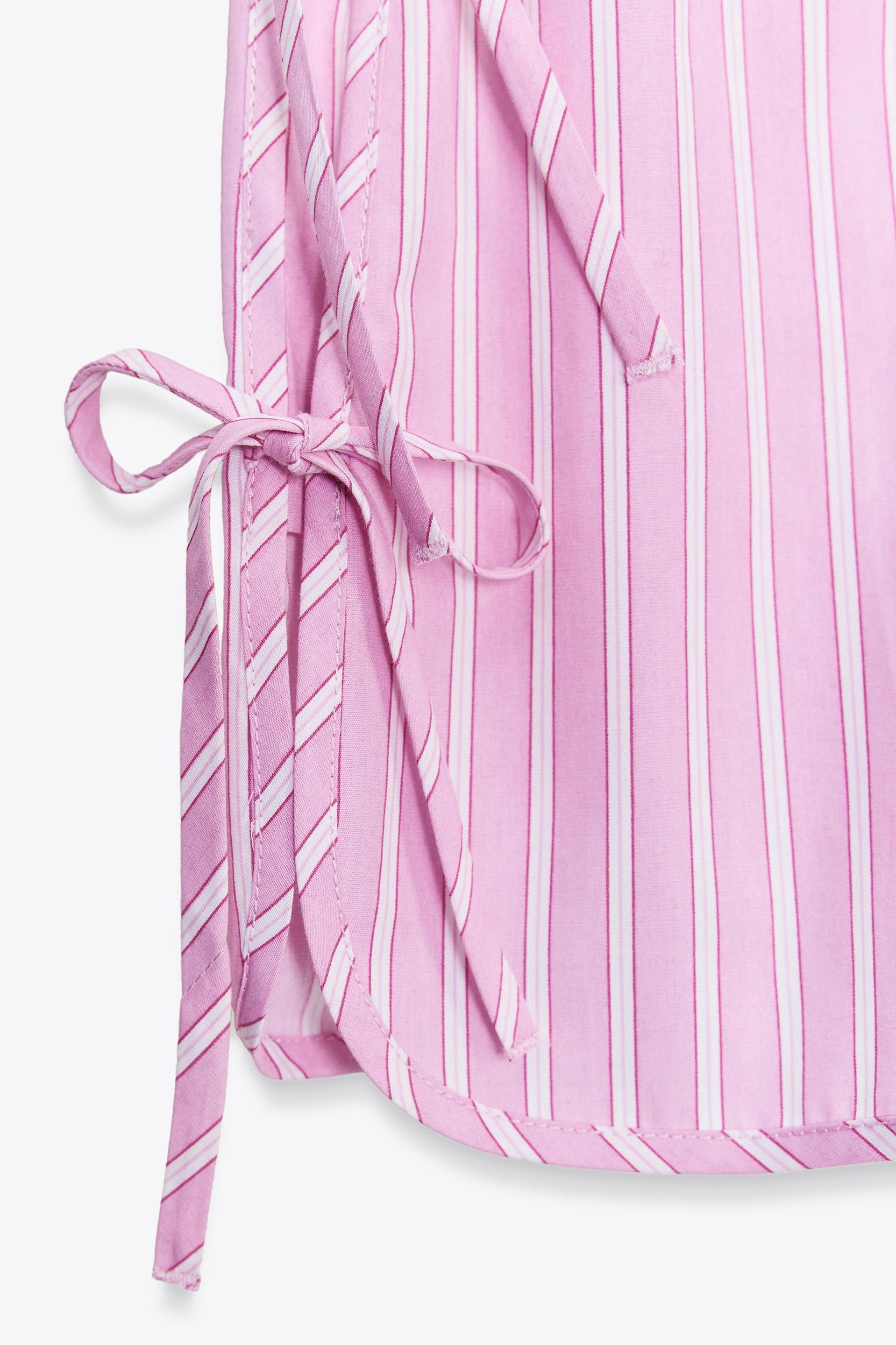STRIPED POPLIN SHORTS WITH SIDE TIES Product Image