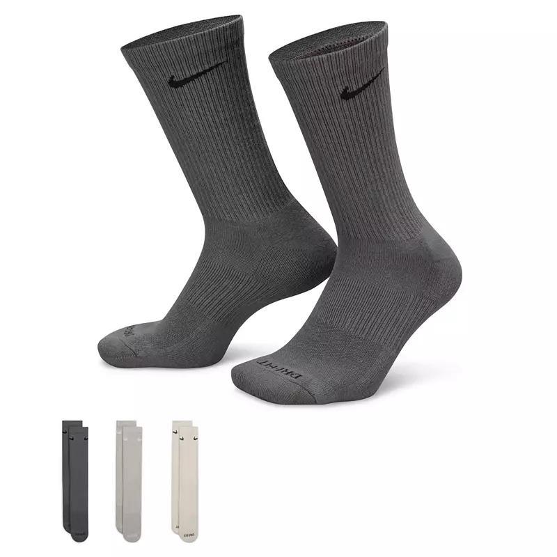 Nike Everyday Plus 3-pack Dri-FIT Cushion Crew Training Socks, Mens Gray Iron Grey Product Image