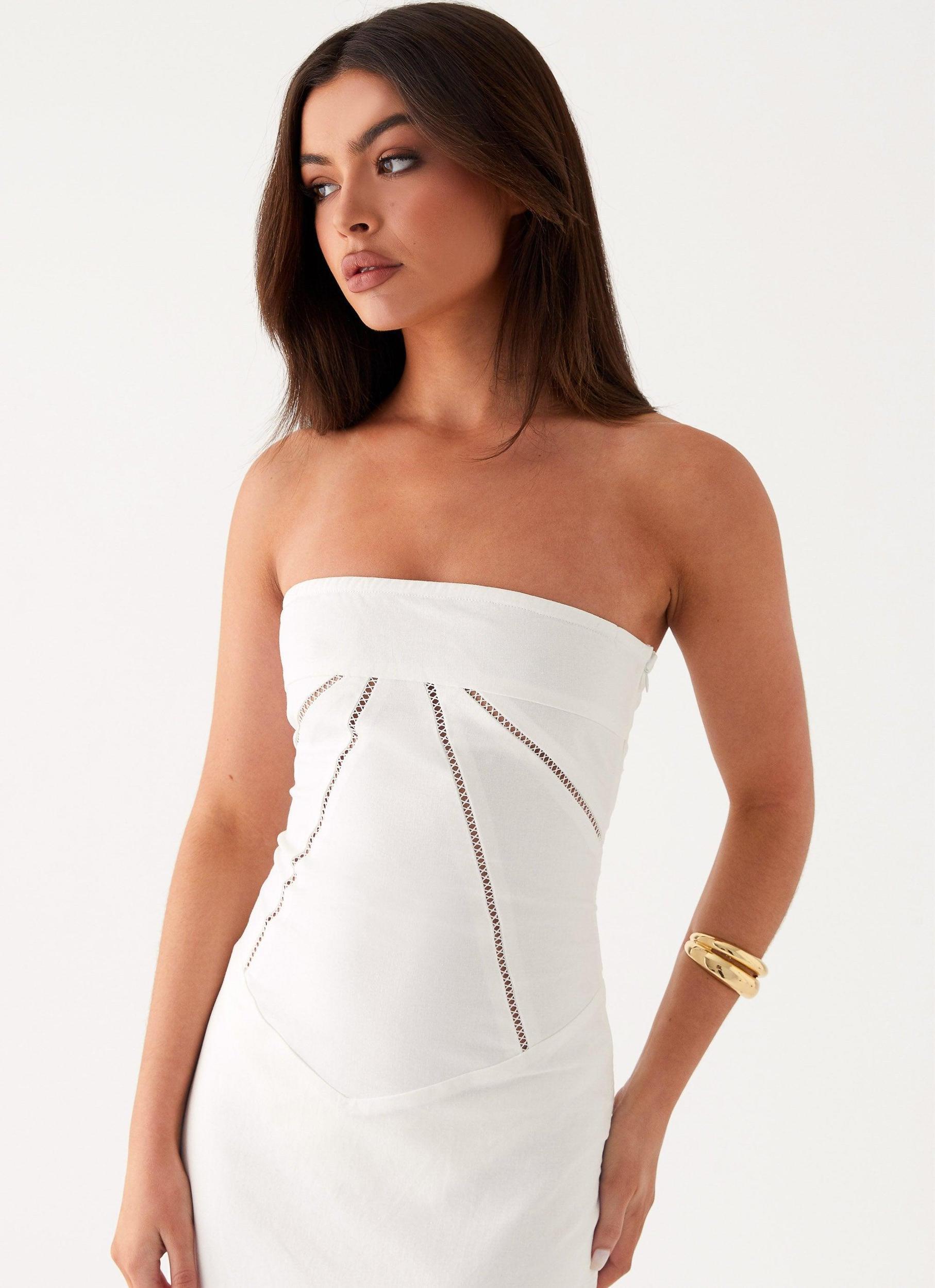 Cerisa Linen Maxi Dress - White Product Image