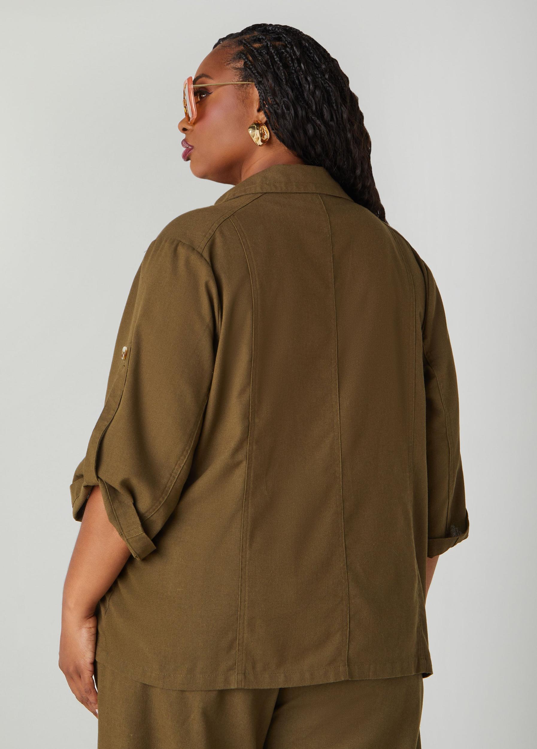 Plus Size Woven Cargo Jacket Ashley Stewart Product Image
