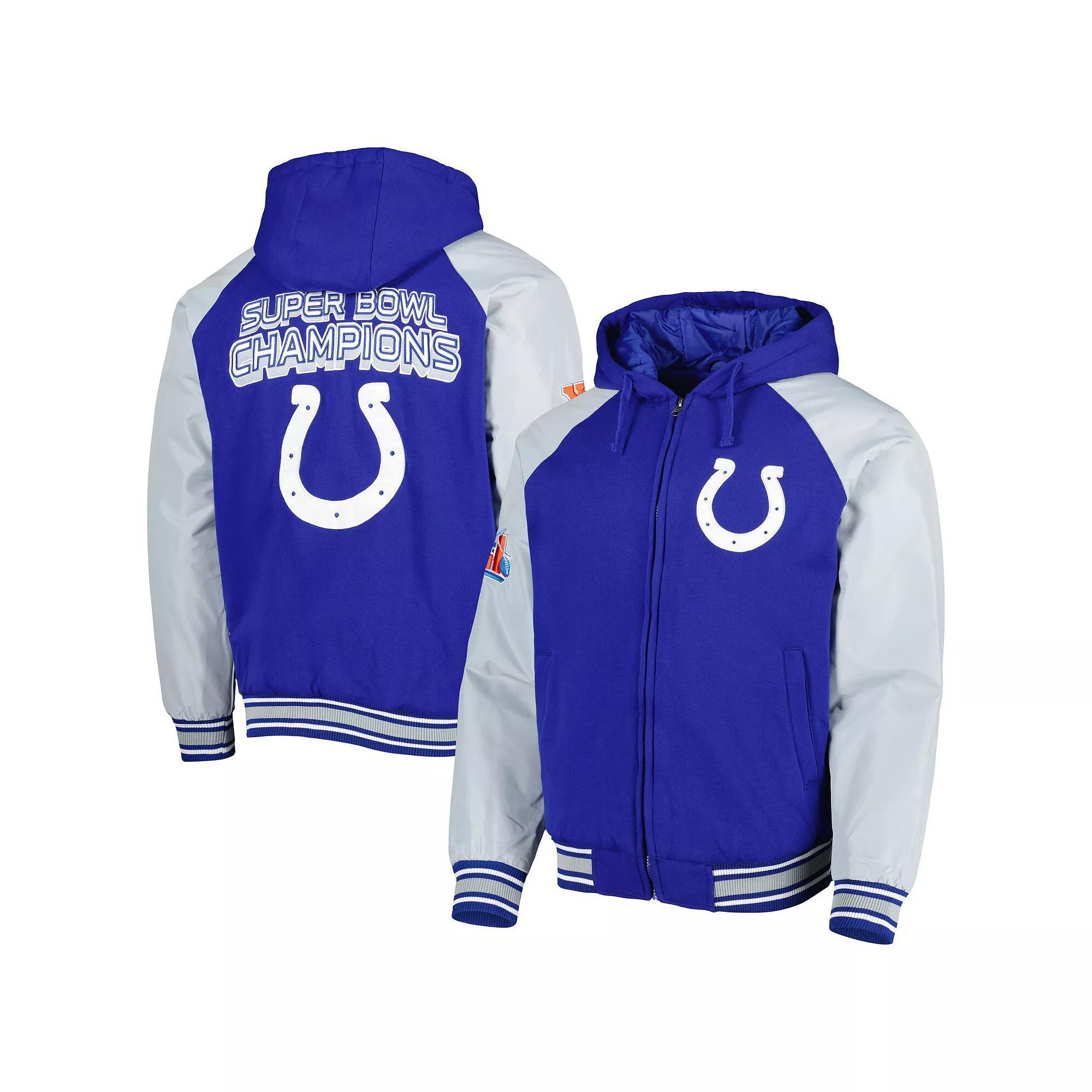 Men's G-III Sports by Carl Banks Royal Indianapolis Colts Defender Raglan Full-Zip Hoodie Varsity Jacket, Size: Large, Blue Product Image