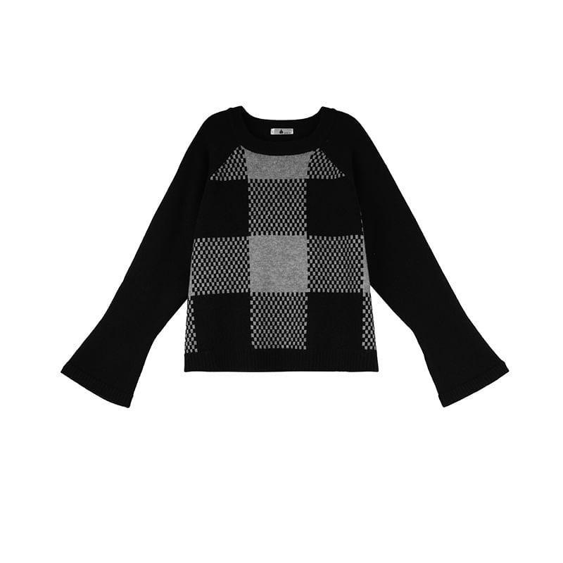 Plus Size Crewneck Plaid Sweater Product Image