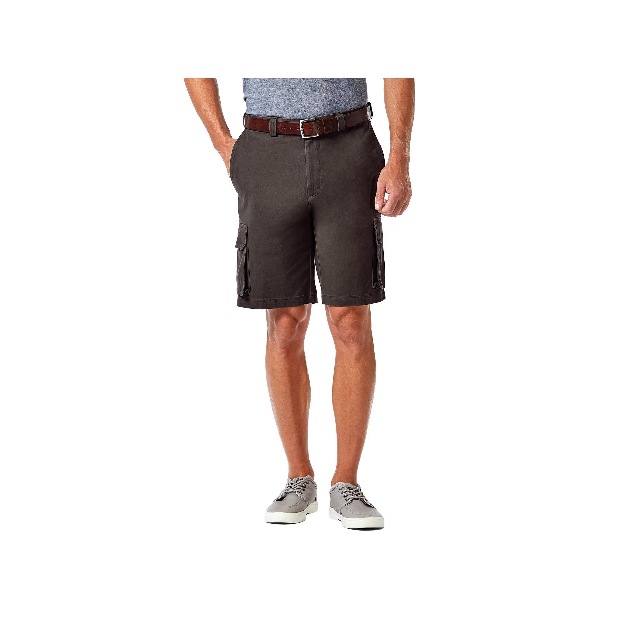 Men's Haggar® 10" Straight-Fit Stretch Cargo Flat-Front Shorts, Size: 44, Grey Product Image