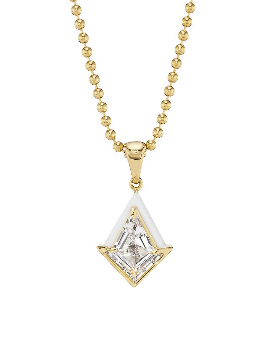 Womens Dress Up 18K Yellow Gold, White Topaz & Diamond Twinkle Necklace Product Image