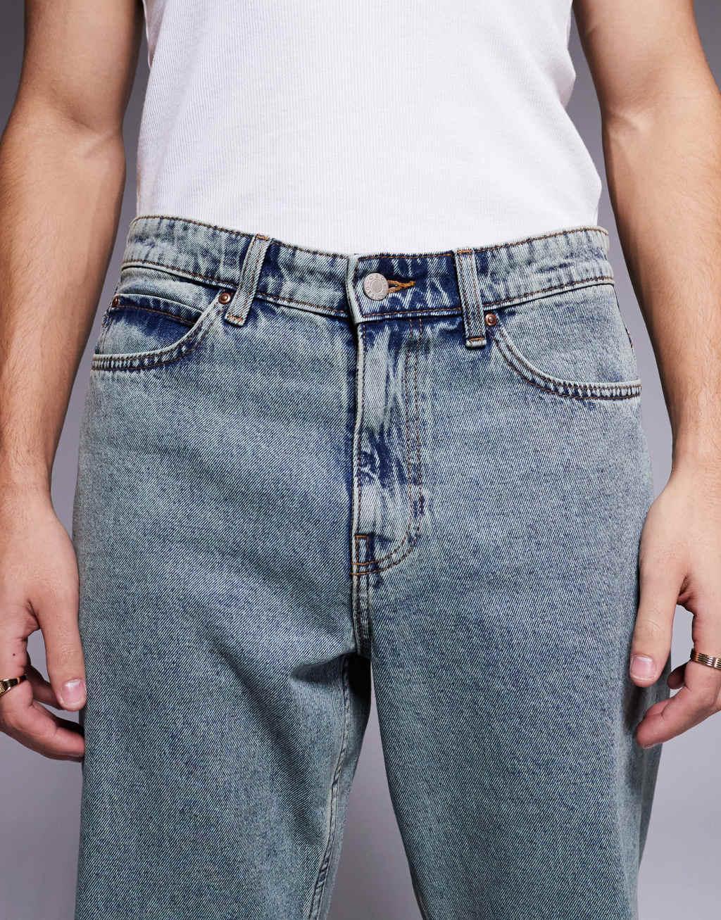 ASOS DESIGN wide flare jeans in light blue vintage tint Product Image