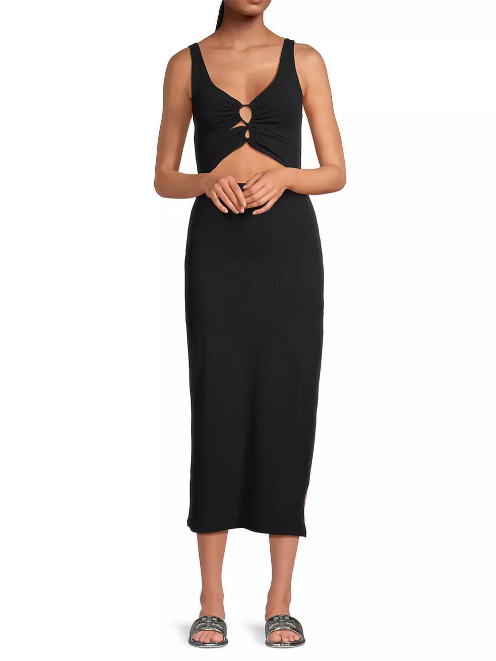 Camille Cut-Out Rib-Knit Midi-Dress Product Image