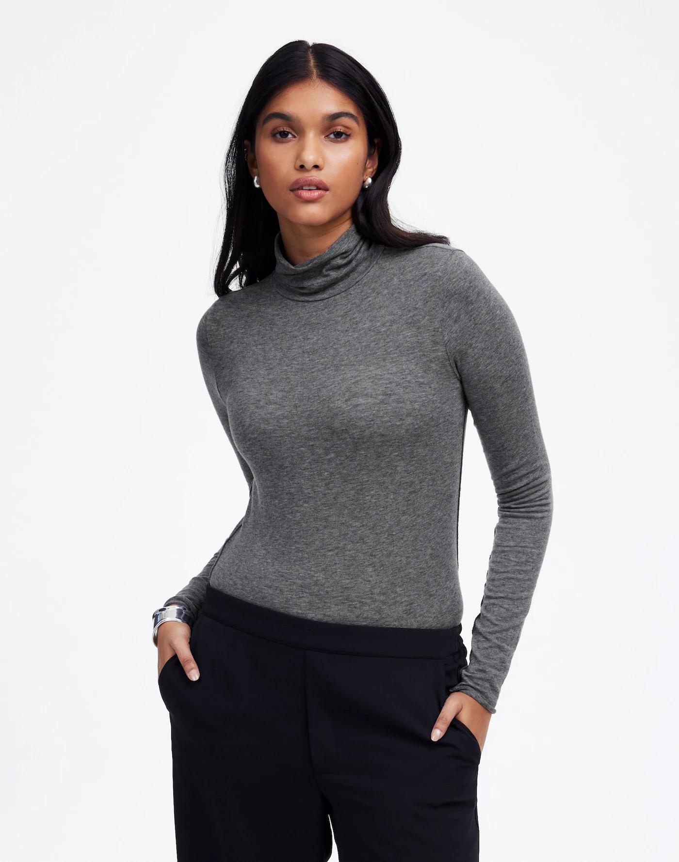 Wool-Blend Turtleneck Long-Sleeve Tee Product Image
