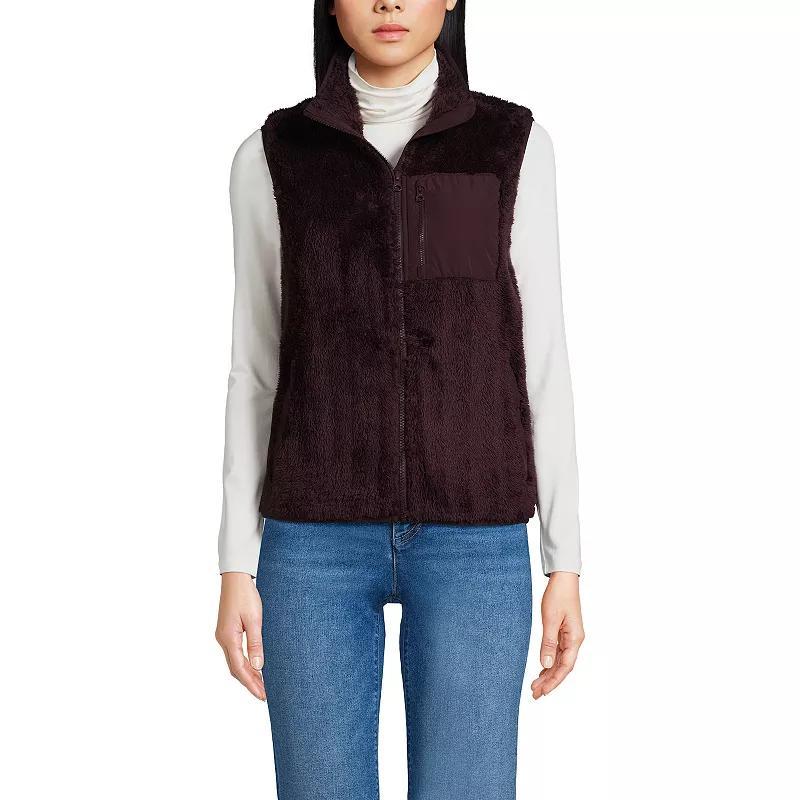 Womens Lands End Cozy Sherpa Fleece Vest Blushed Purple Product Image