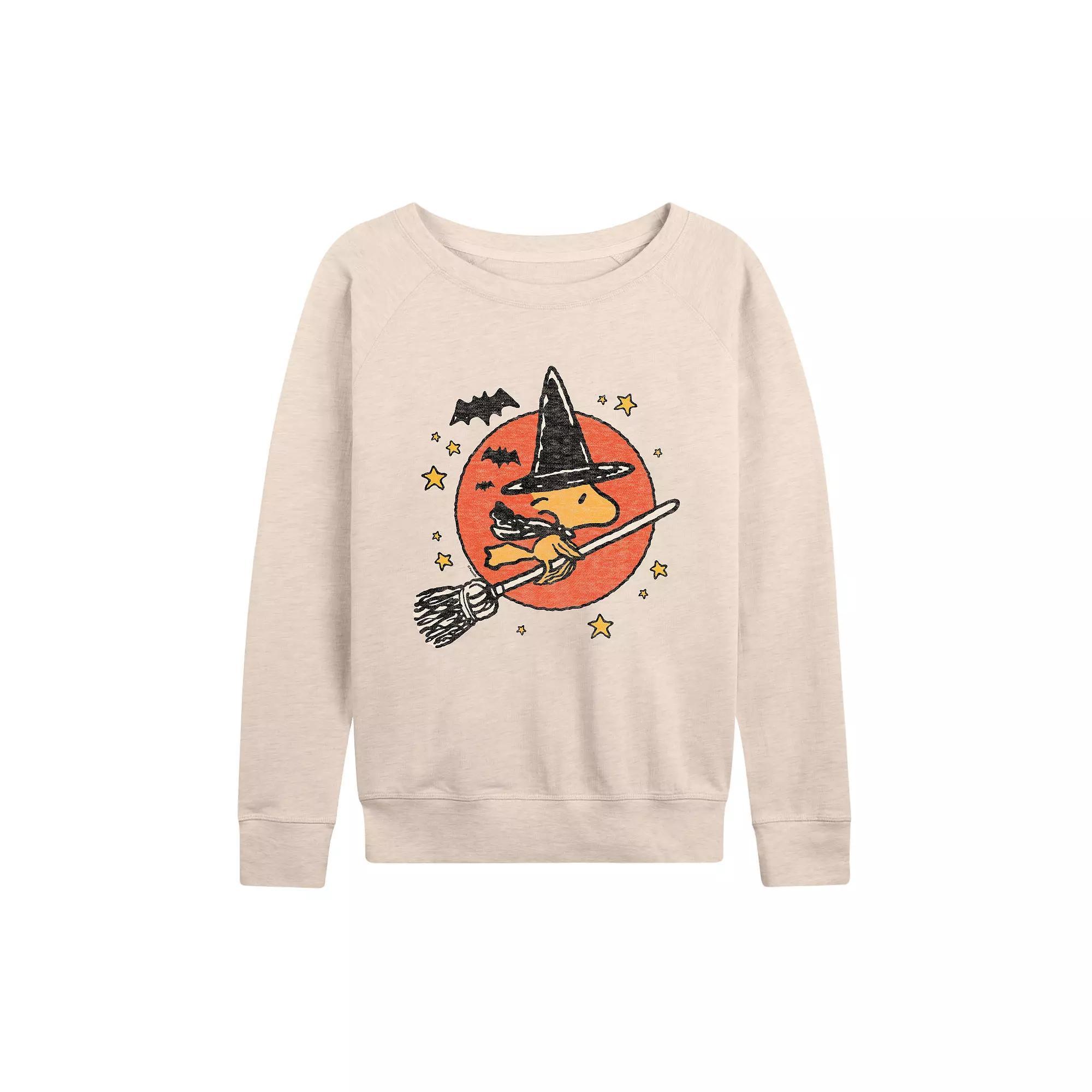 Women's Peanuts Woodstock Witch French Terry Long Sleeve Tee, Size: Small, Beige Product Image