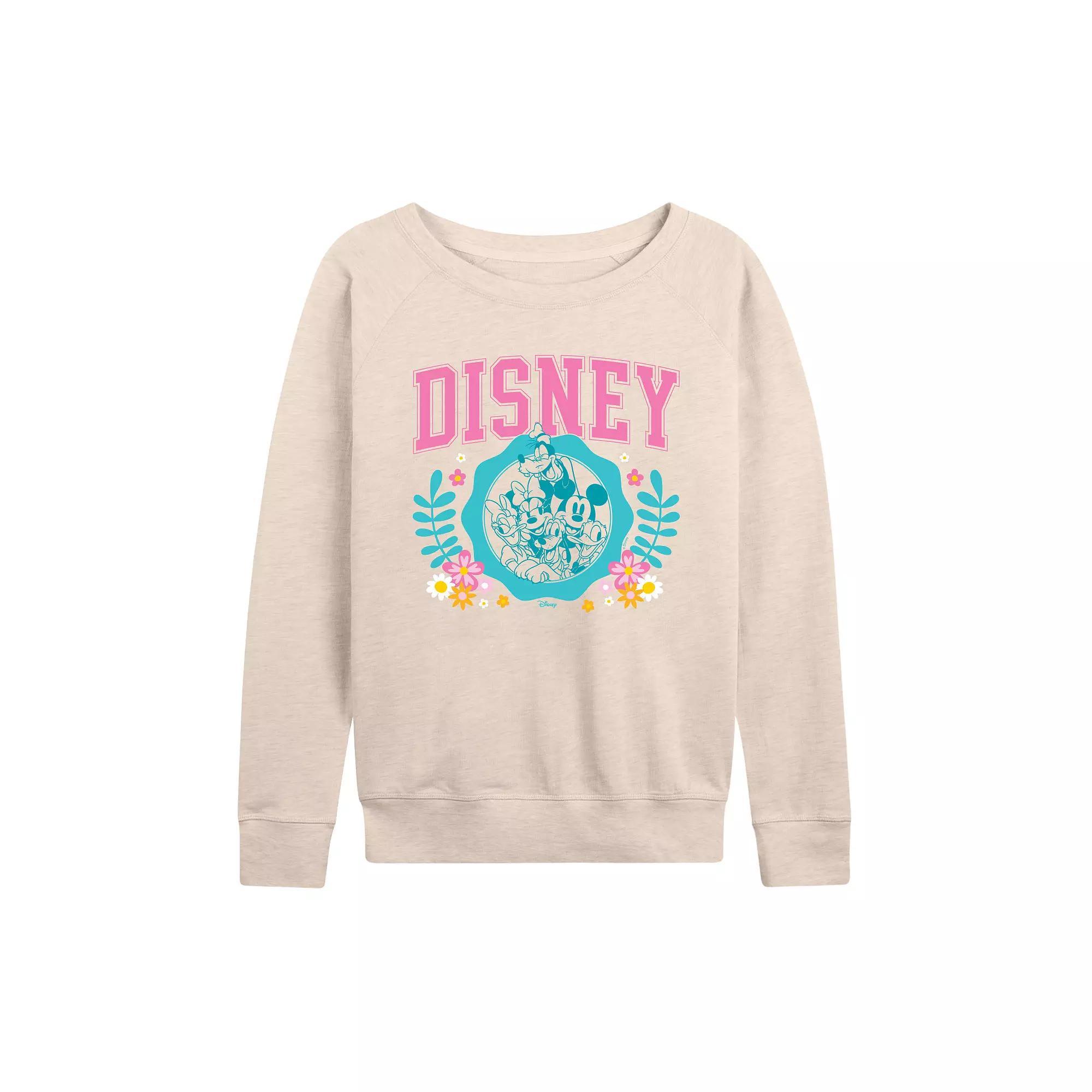 Disney's Mickey Mouse & Friends Women's Spring Collegiate French Terry Long Sleeve Tee,  Product Image