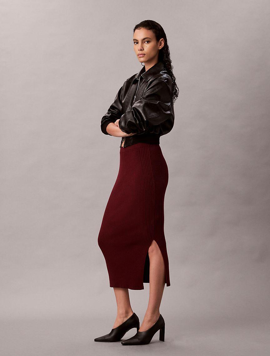 Smooth Cotton Rib Midi Skirt Product Image