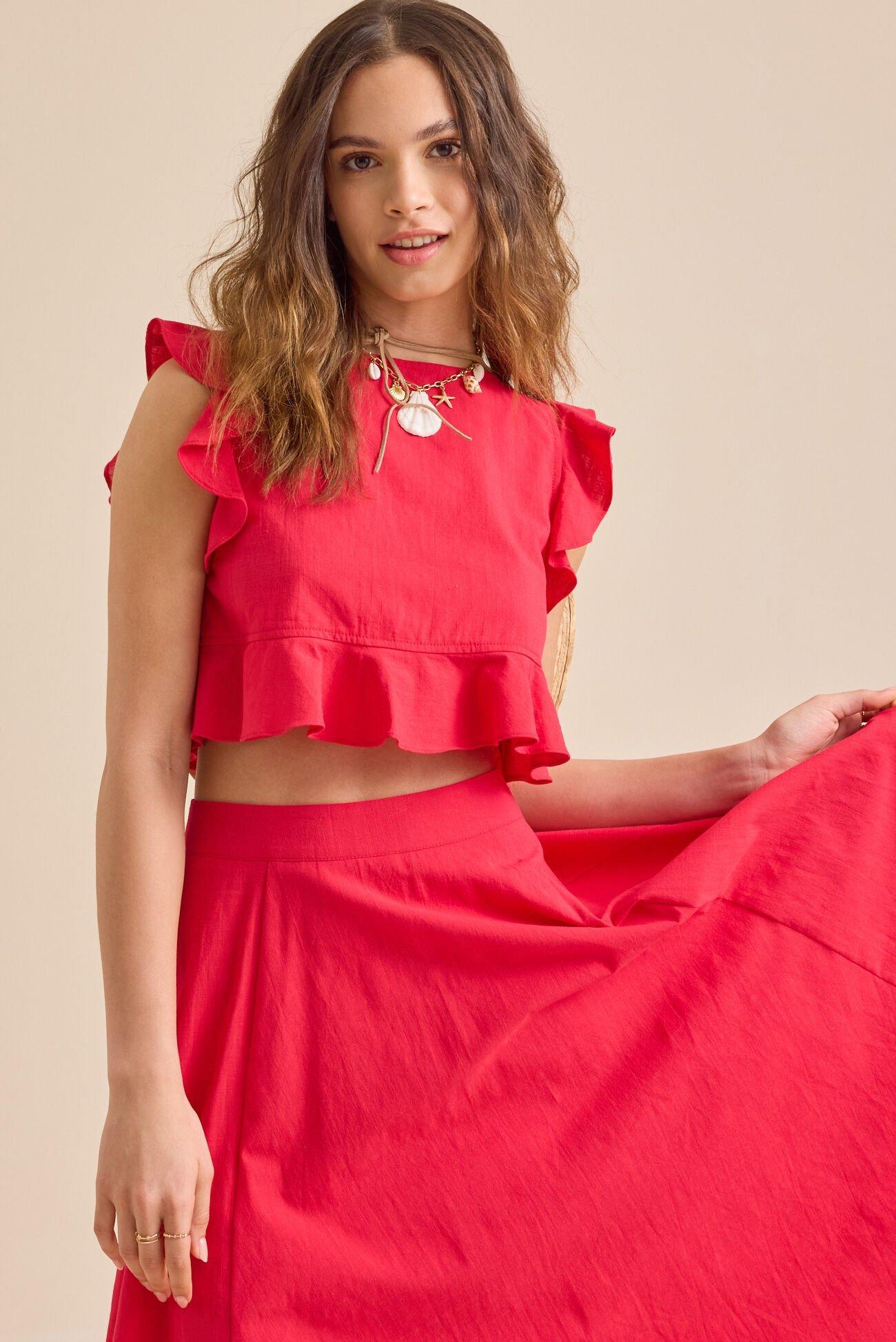 Grace Linen Ruffle Top Product Image