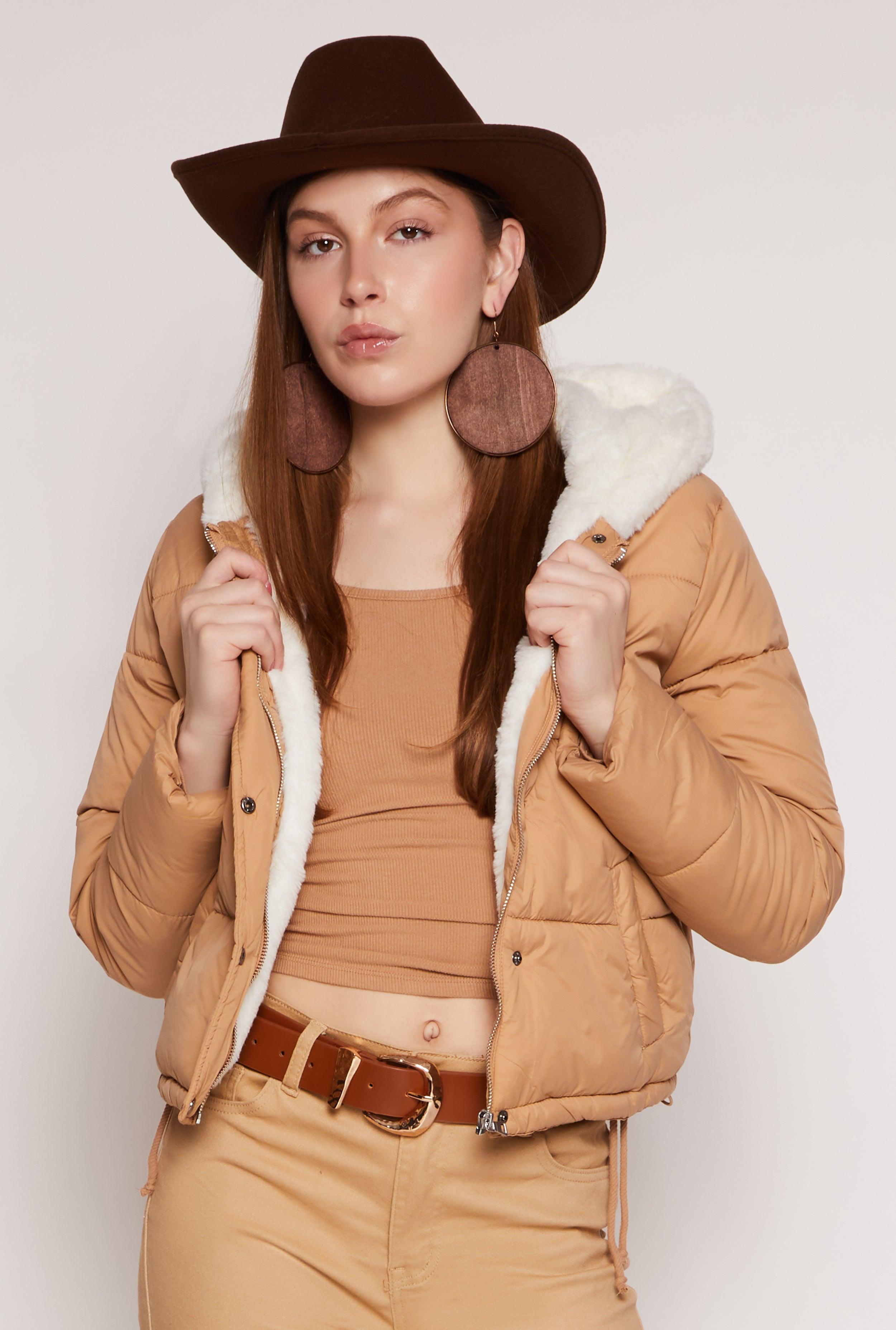 Womens Faux Fur Lined Puffer Jacket Product Image