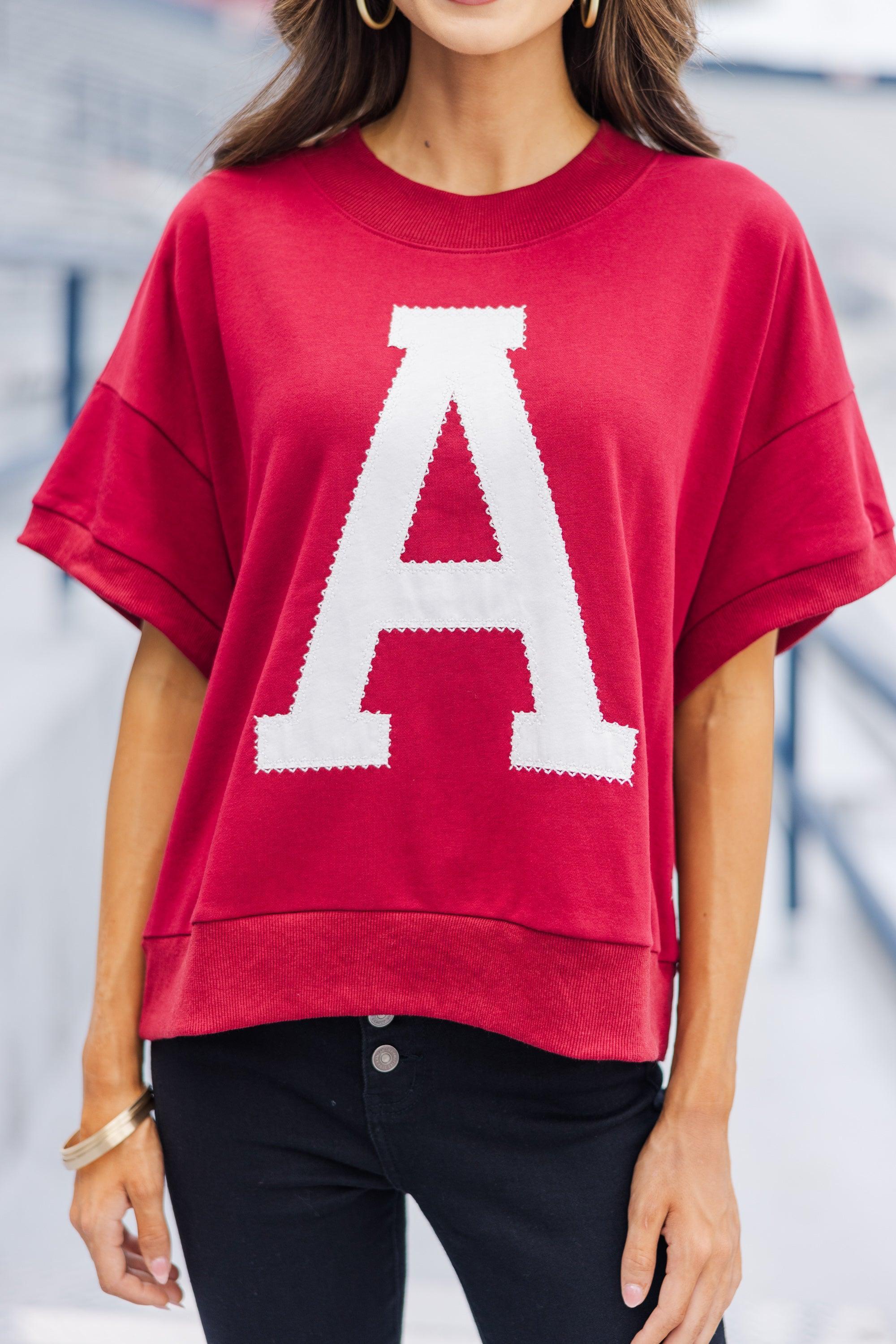 On The Move Crimson Stitched S/S Sweatshirt Female Product Image