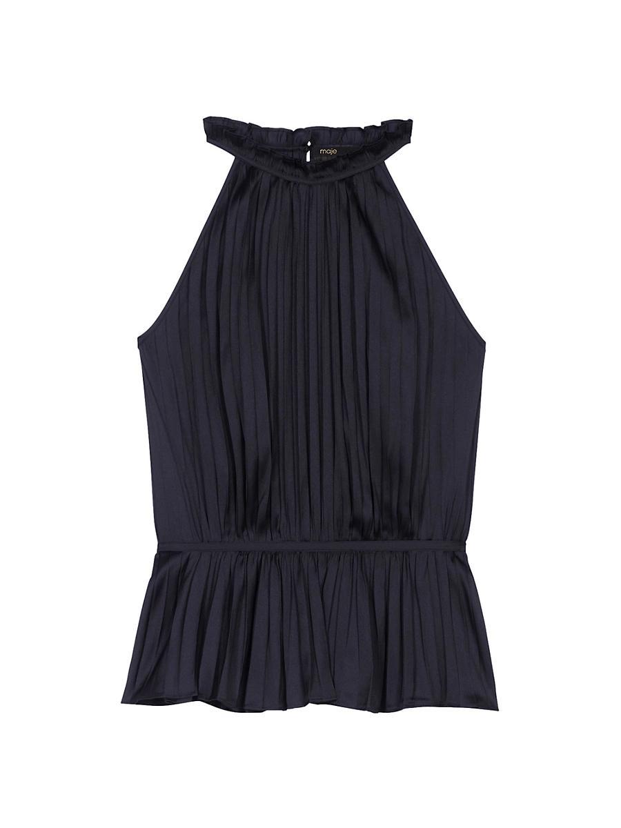 Maje Leville Pleated Halter Top Product Image