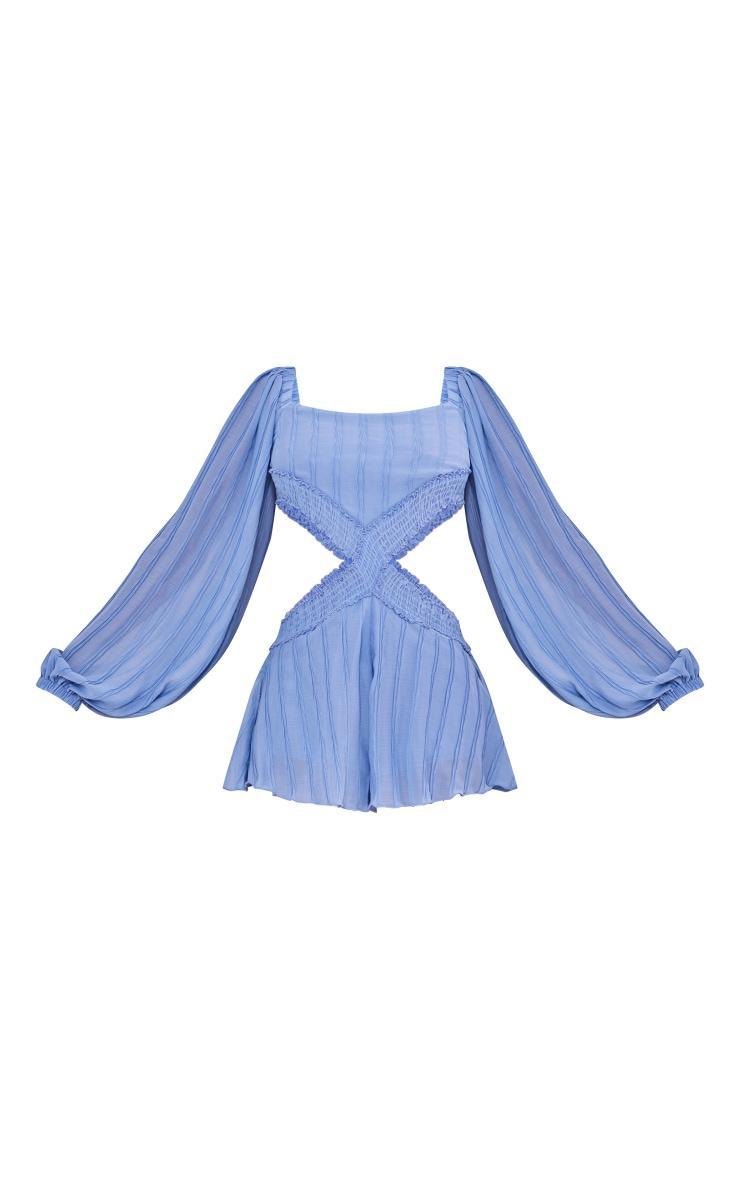 Tall Blue Textured Cut Out Romper Product Image