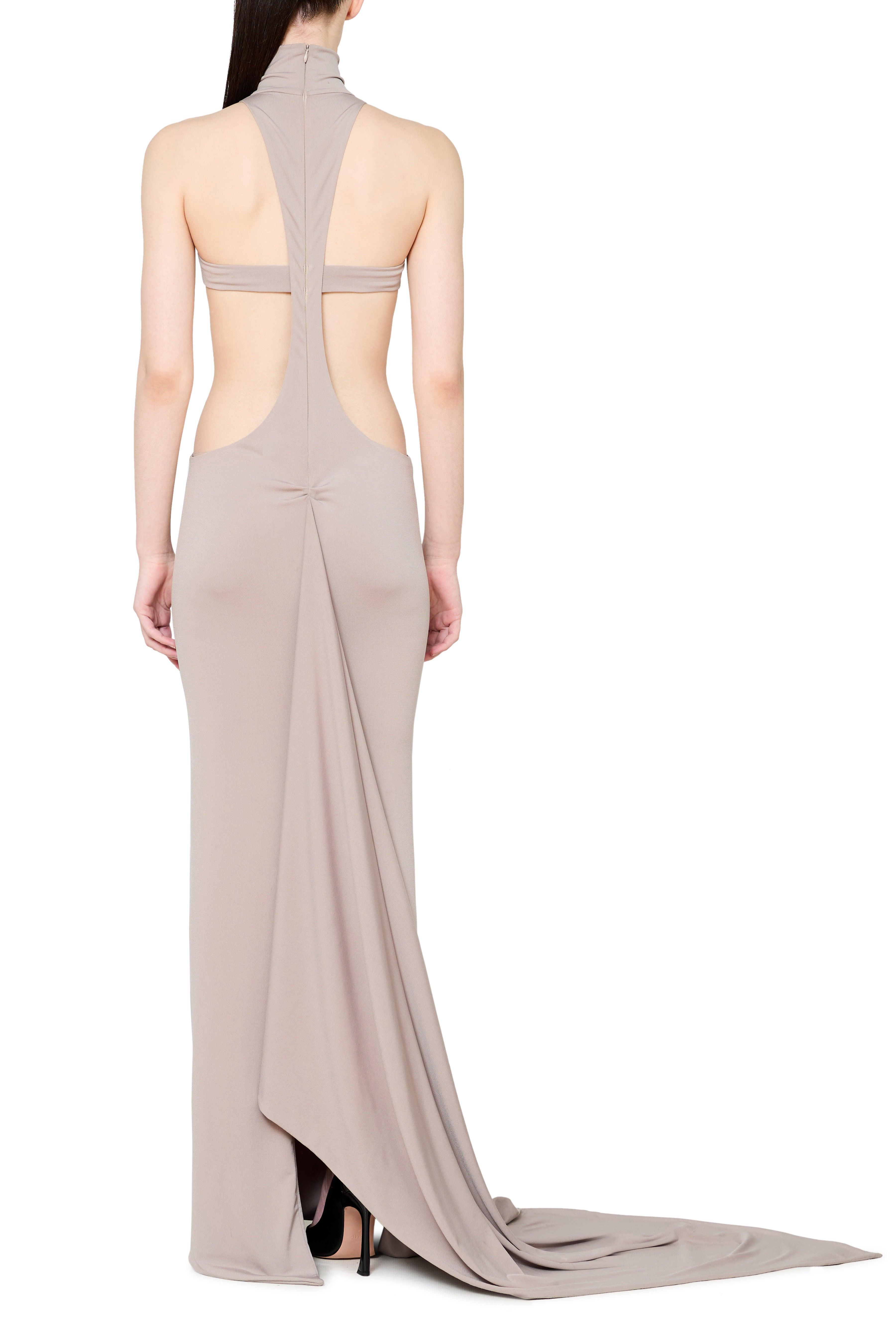 Mock Neck T-Bar Cutout Gown with Train Product Image