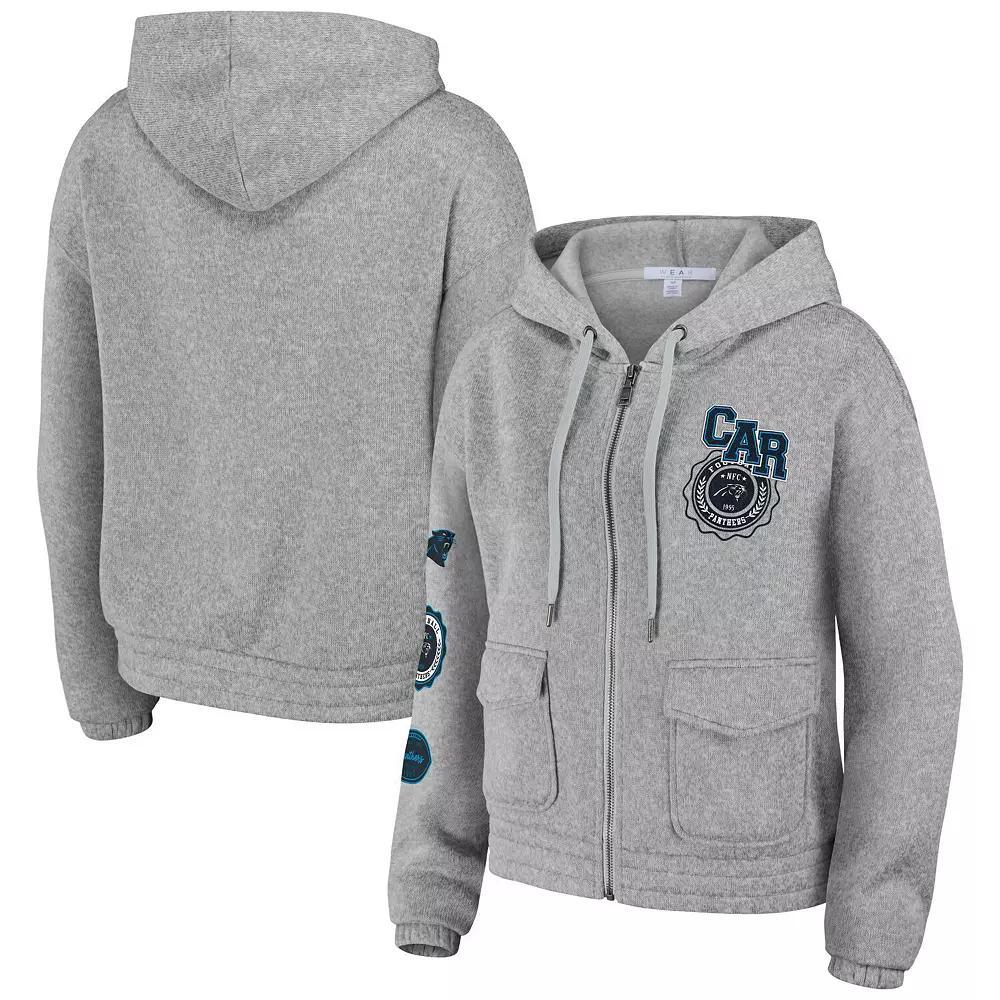 Women's WEAR by Erin Andrews Heather Gray Carolina Panthers Full-Zip Hoodie,  Product Image
