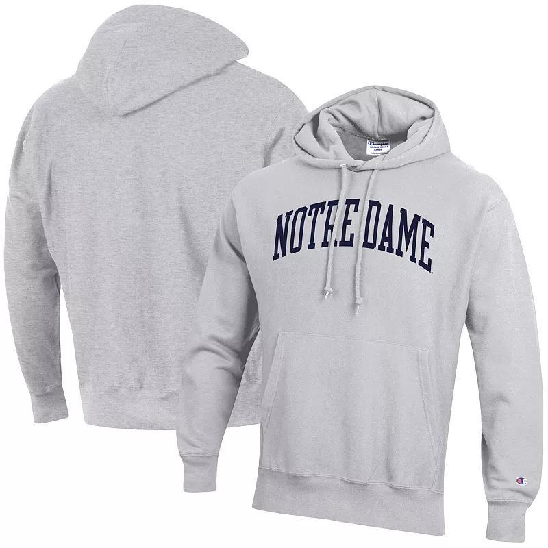 Men's Champion Heathered Gray Notre Dame Fighting Irish Team Arch Reverse Weave Pullover Hoodie, Size: Large, Grey Product Image