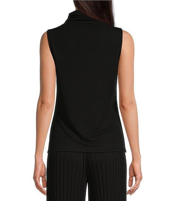 Donna Karan Stretch Draped Mock Neckline Sleeveless Top Product Image