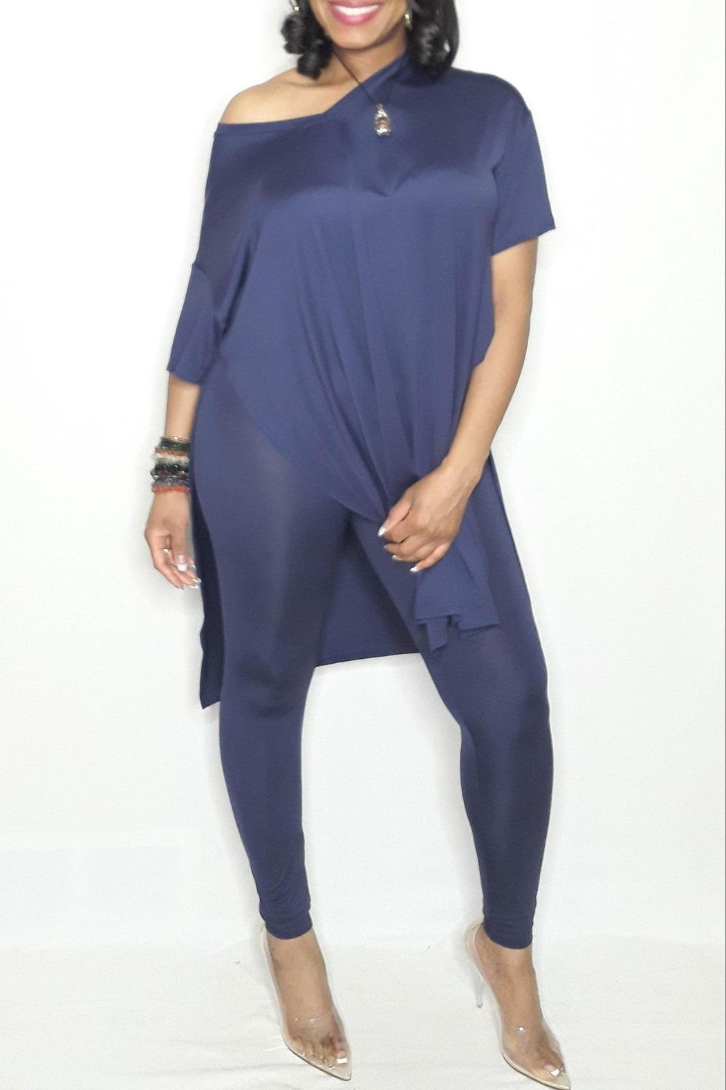 Batwing Legging Set Navy Product Image