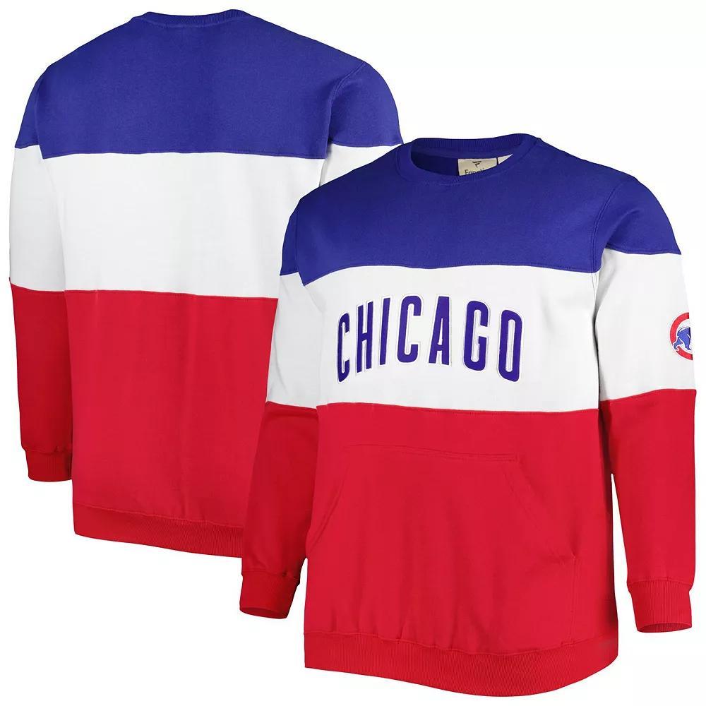 Men's Royal/Red Chicago Cubs Big & Tall Pullover Sweatshirt, Size: 3XB, Blue Product Image