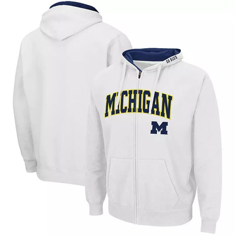 Men's Colosseum White Michigan Wolverines Arch & Logo 3.0 Full-Zip Hoodie,  Product Image